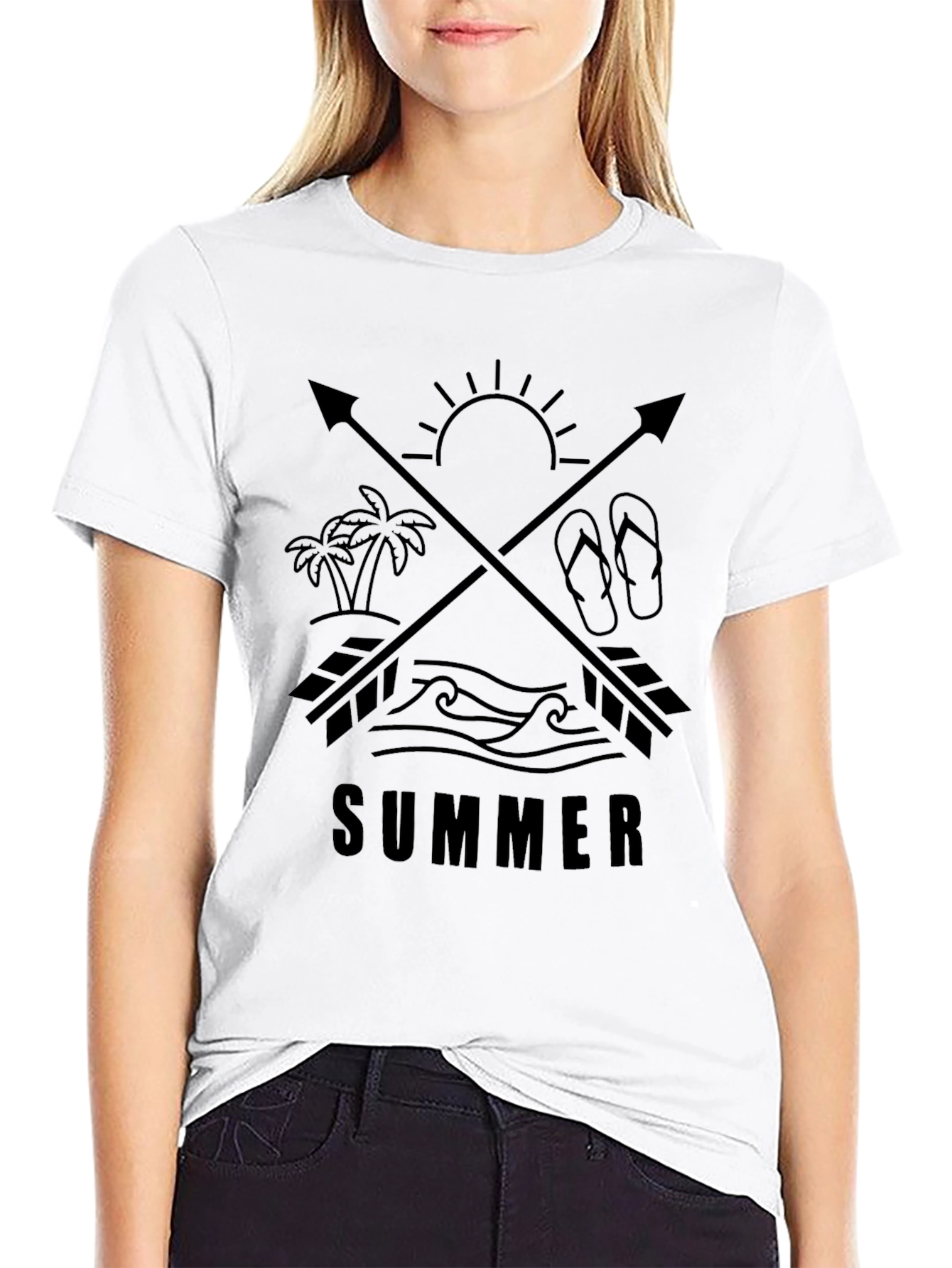 Summer Arrow Graphic Tee - Stylish Black T-Shirt