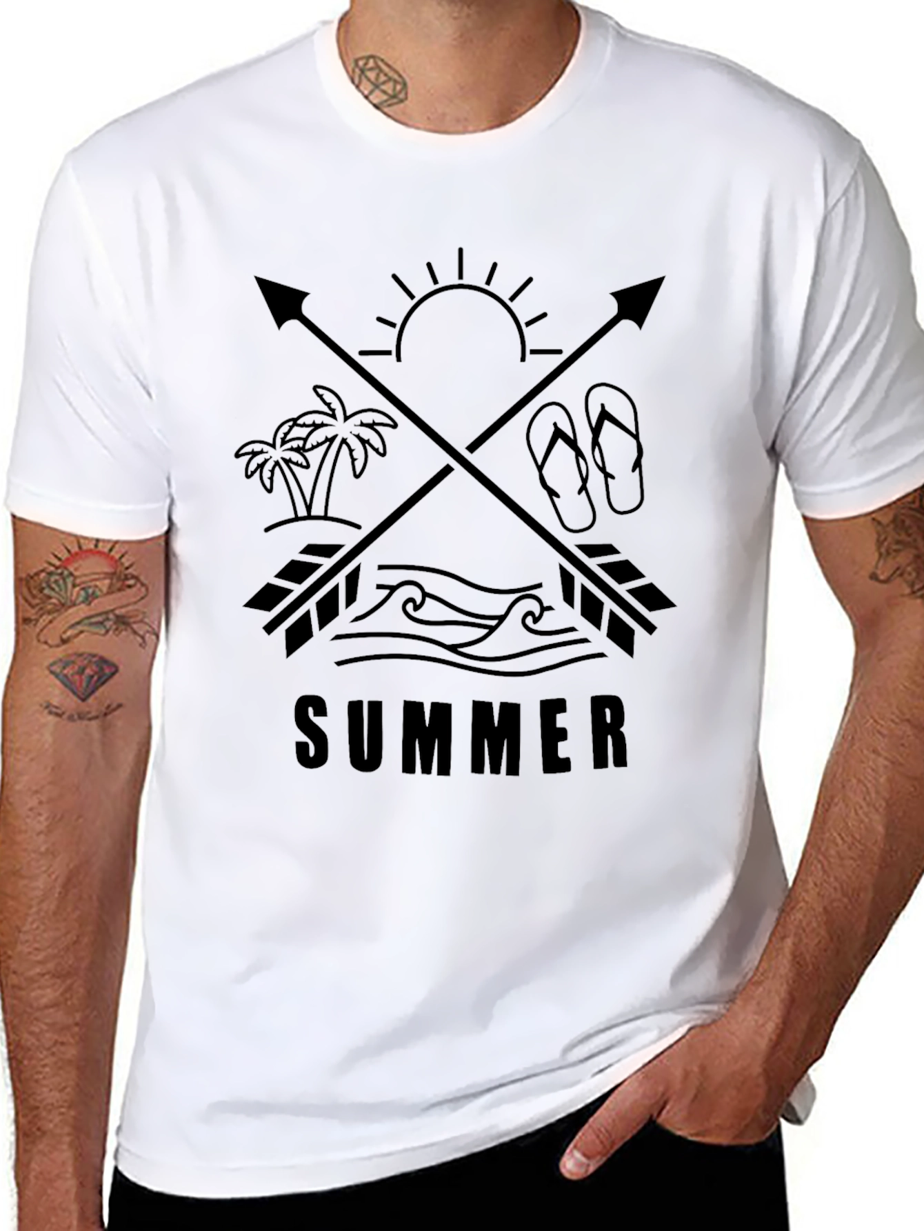Summer Arrow Graphic Tee - Stylish Black T-Shirt