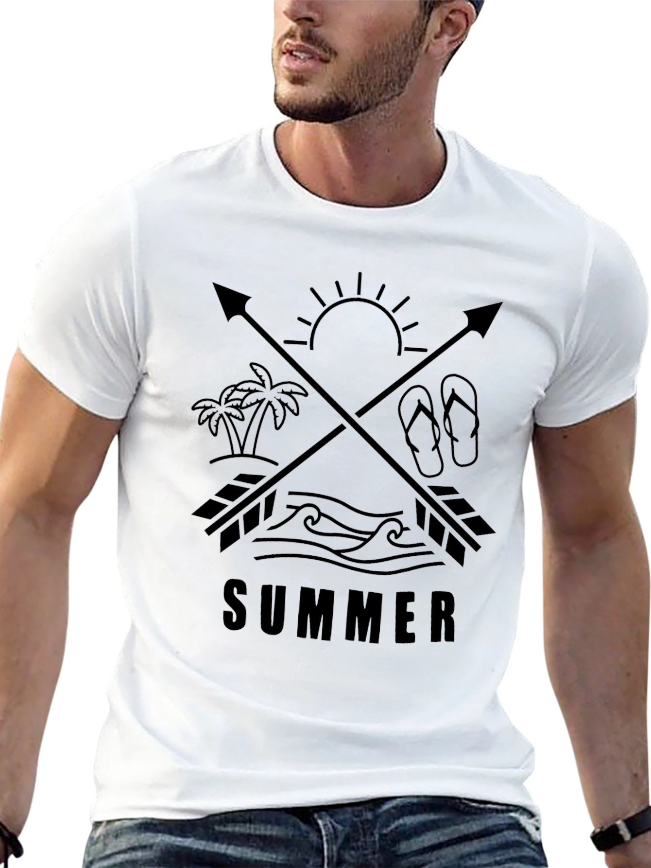 Summer Arrow Graphic Tee - Stylish Black T-Shirt