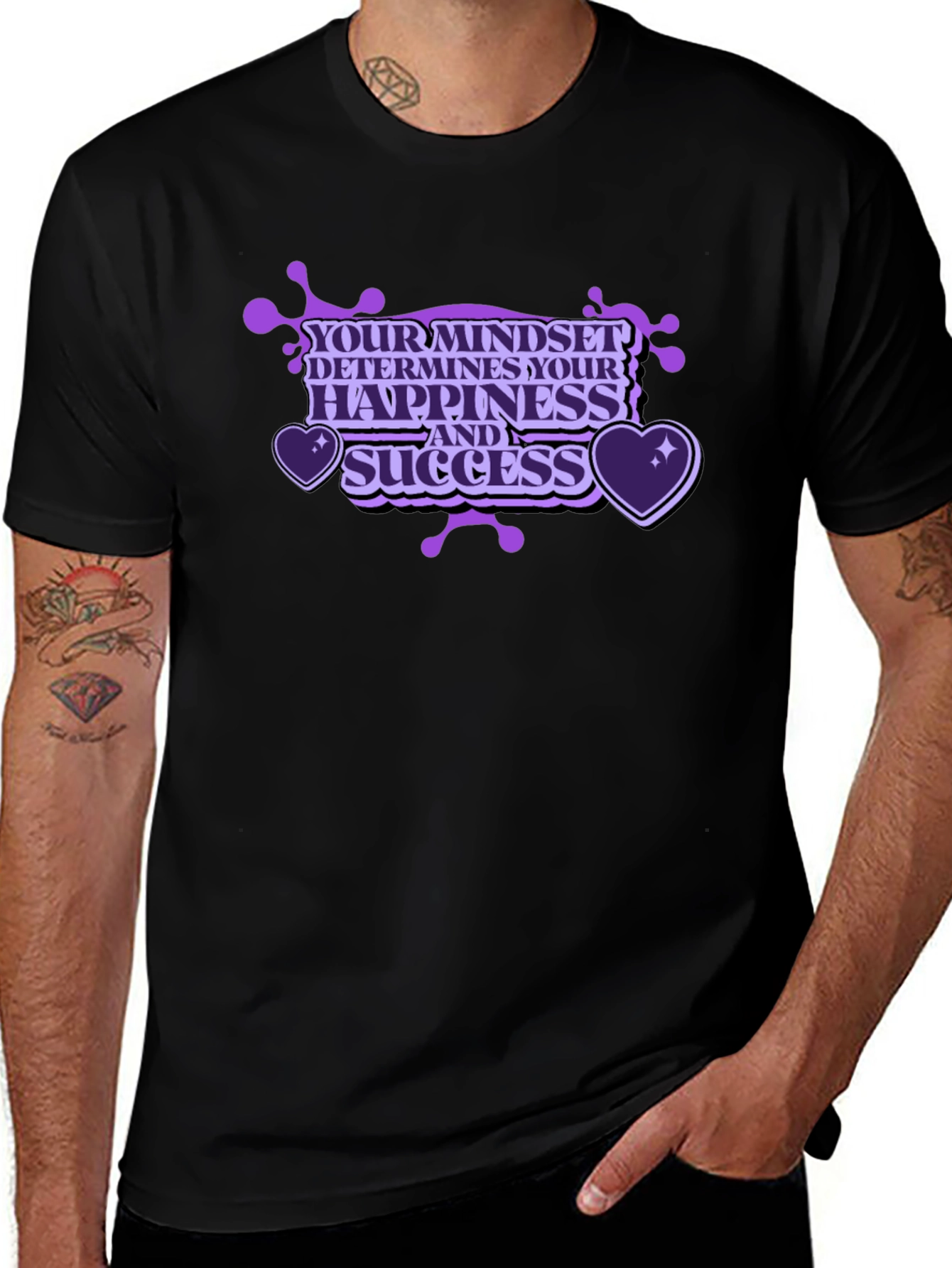 Mindset Happiness Success Black T-Shirt