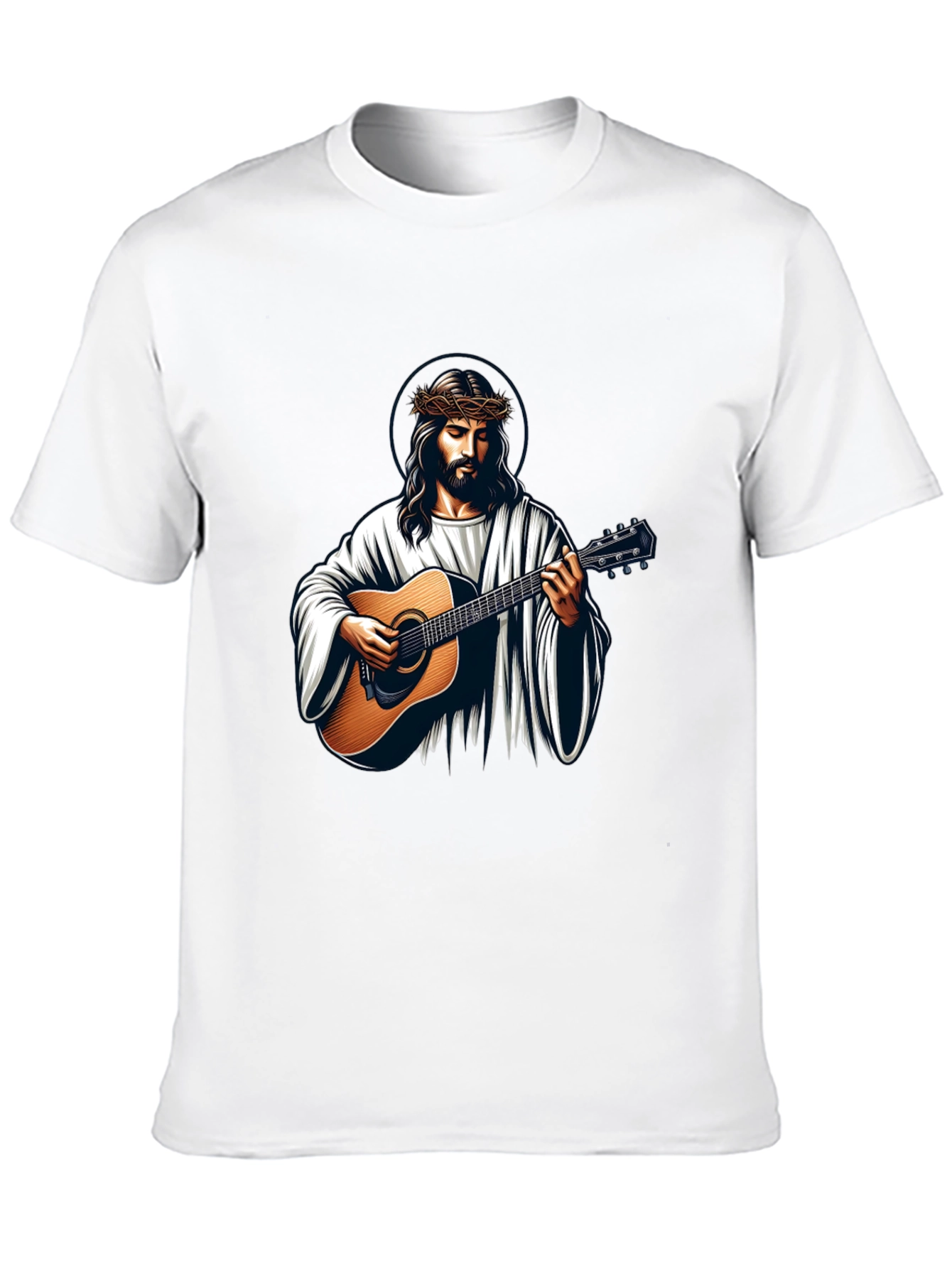 Jesus Playing Guitar Graphic Tee - Black