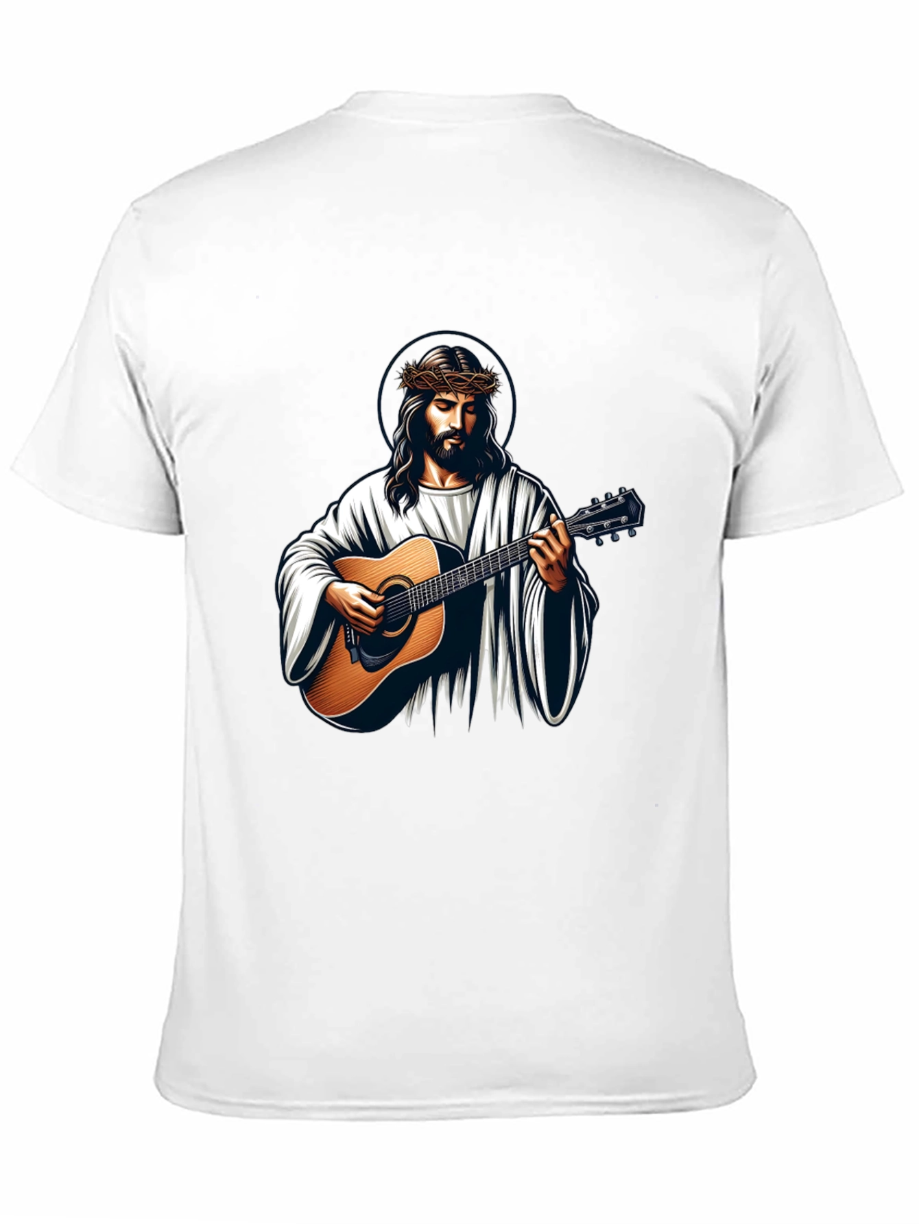 Jesus Playing Guitar Graphic Tee - Black