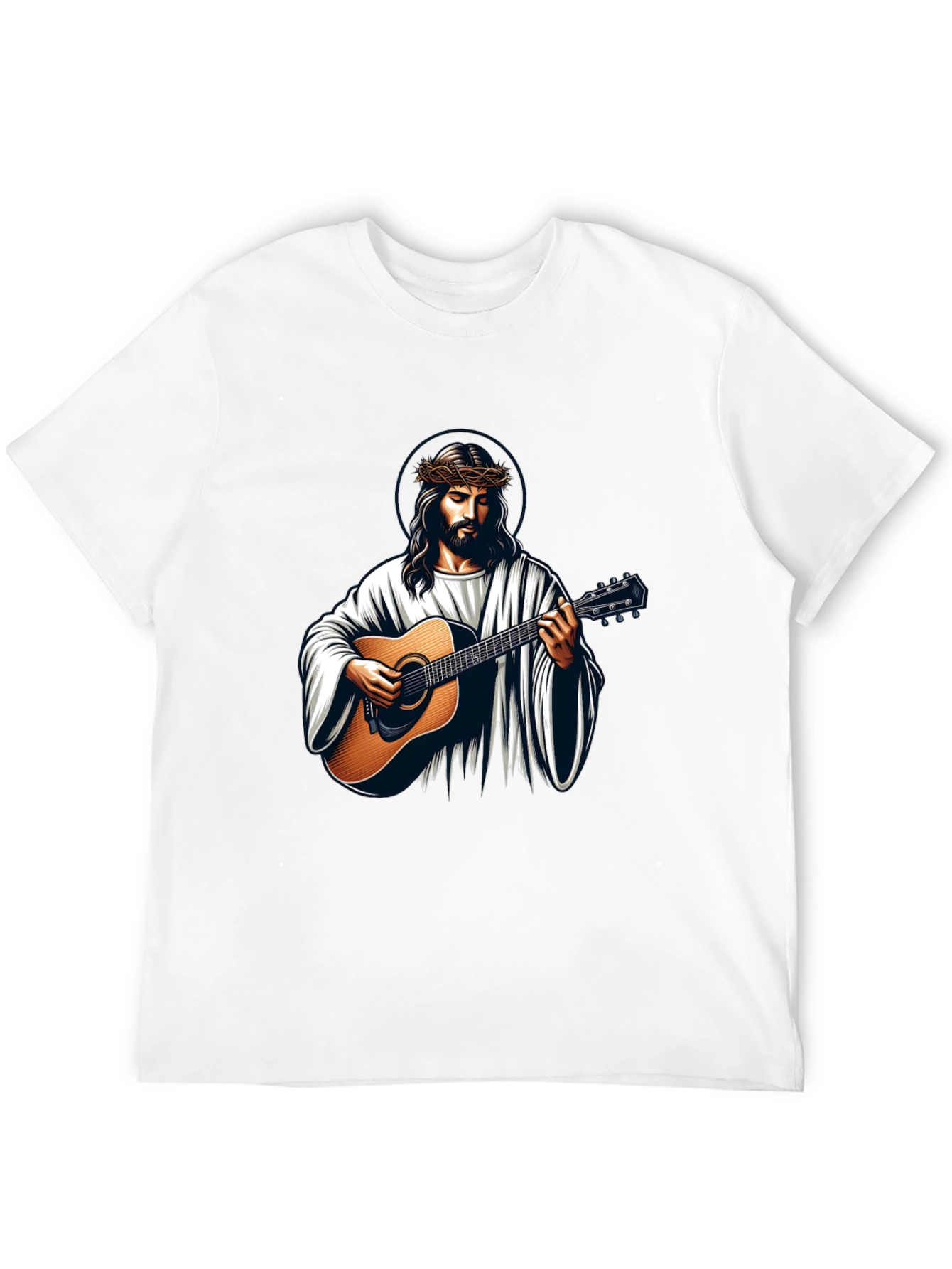 Jesus Playing Guitar Graphic Tee - Black
