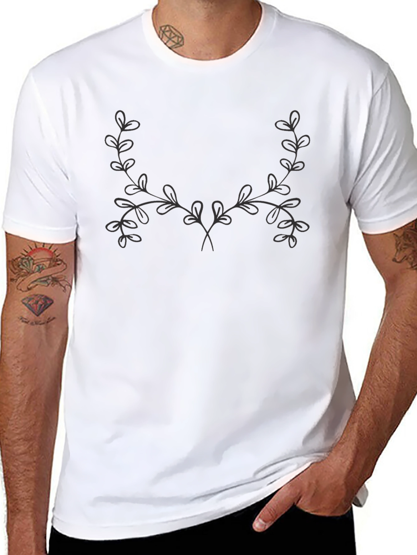 Nature-Inspired Black Graphic Tee