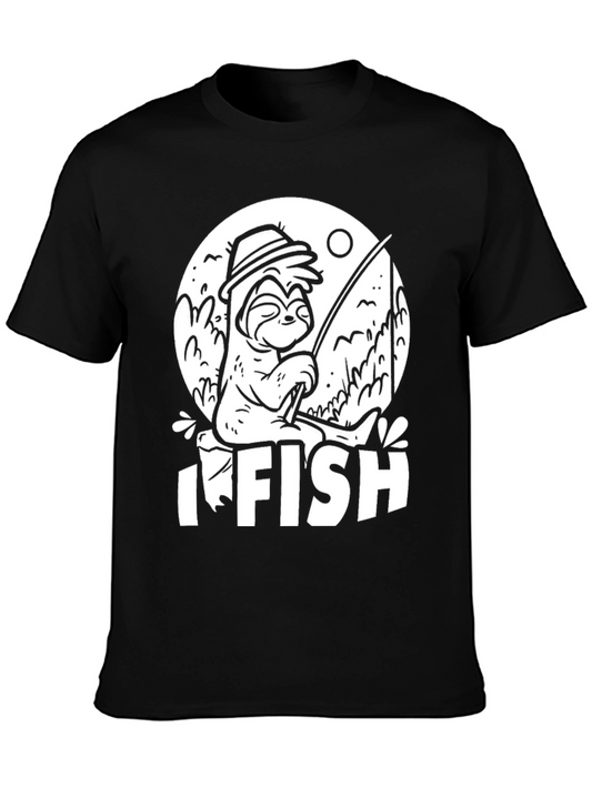 I Fish Sloth T-Shirt - Funny Angler Tee