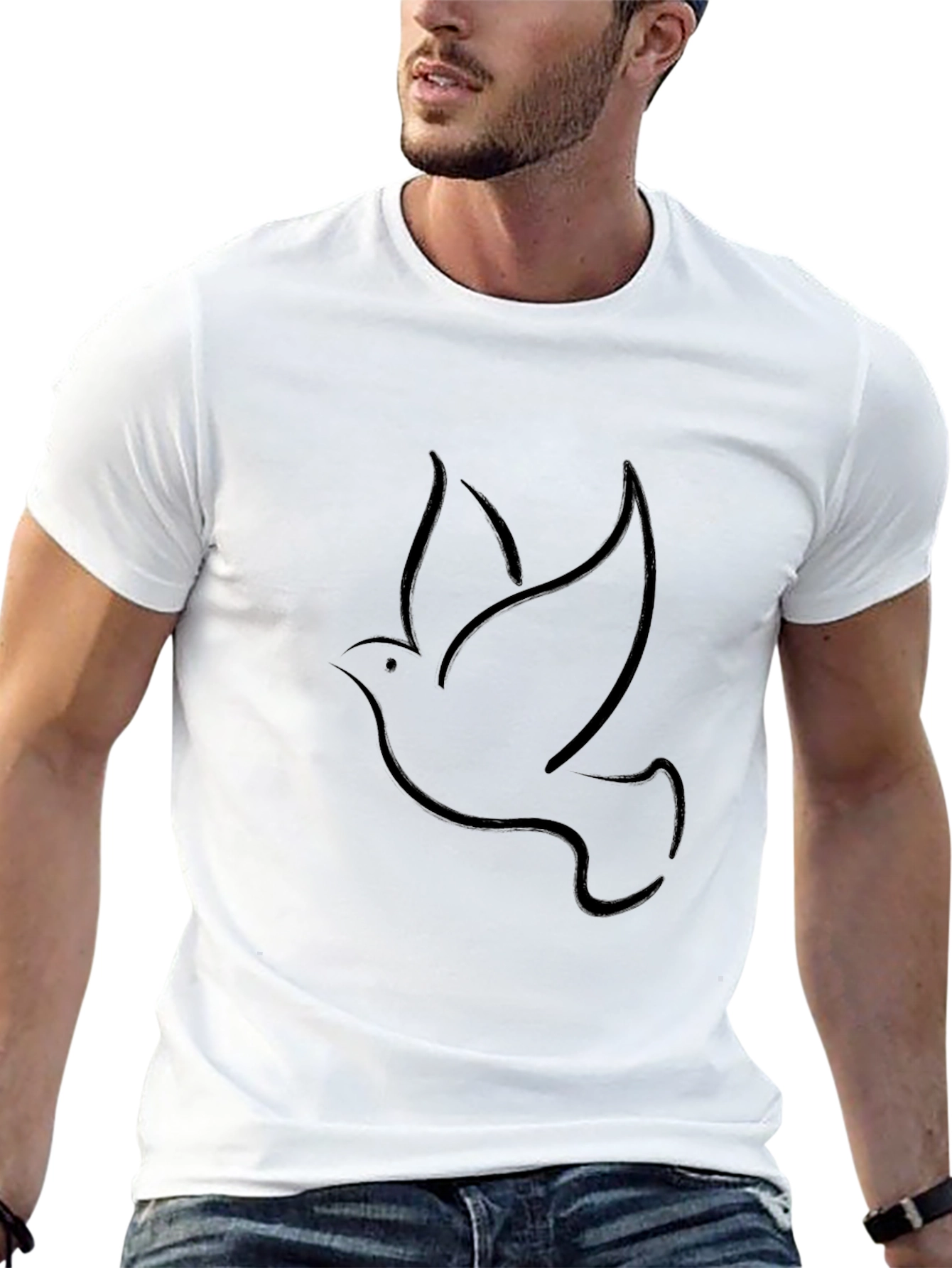 Minimalist Dove Graphic Black T-Shirt