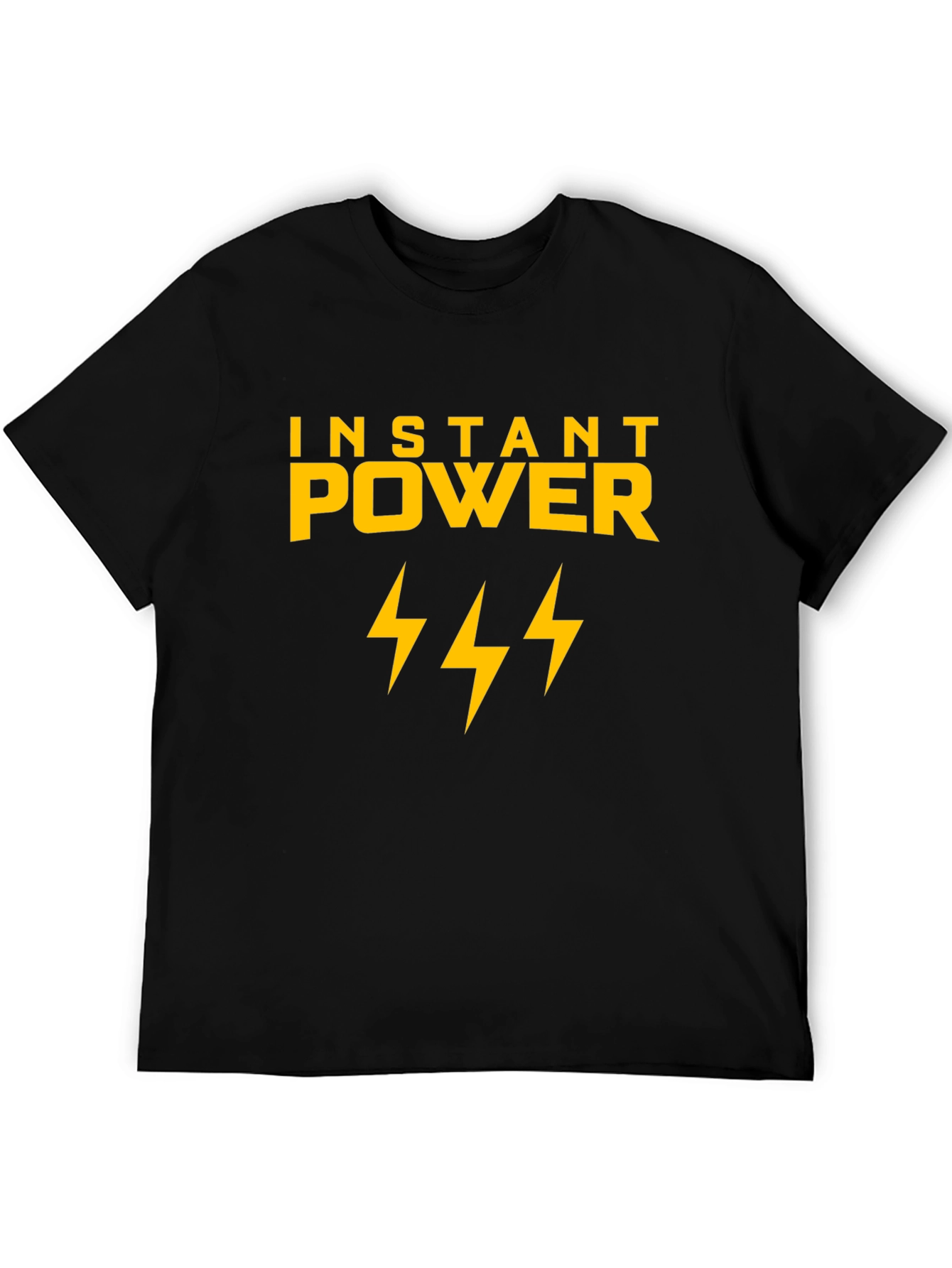 Instant Power Lightning Bolt Graphic Tee - Black Cotton