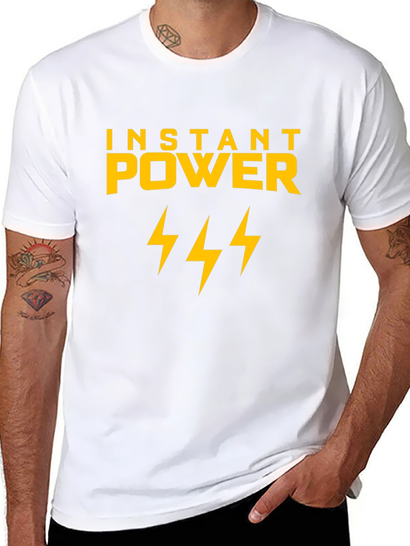 Instant Power Lightning Bolt Graphic Tee - Black Cotton