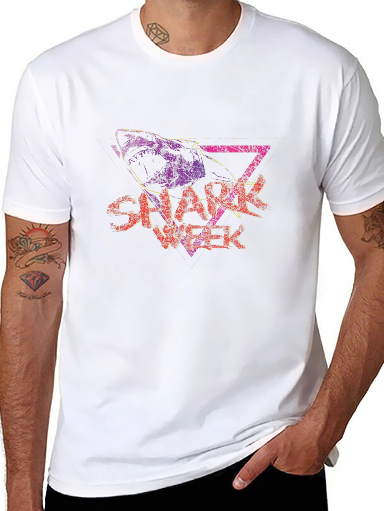 Shark Week Graphic Tee - Black Cotton Blend T-Shirt