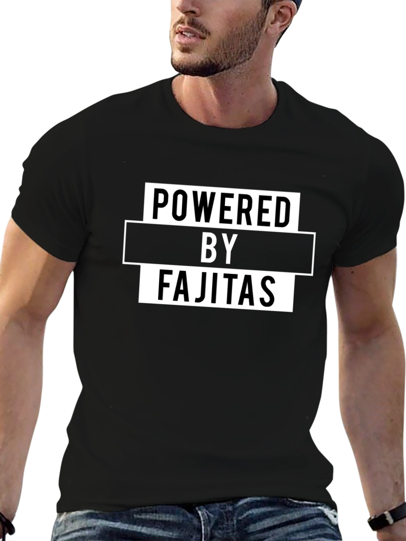 Powered by Fajitas Funny Graphic Tee
