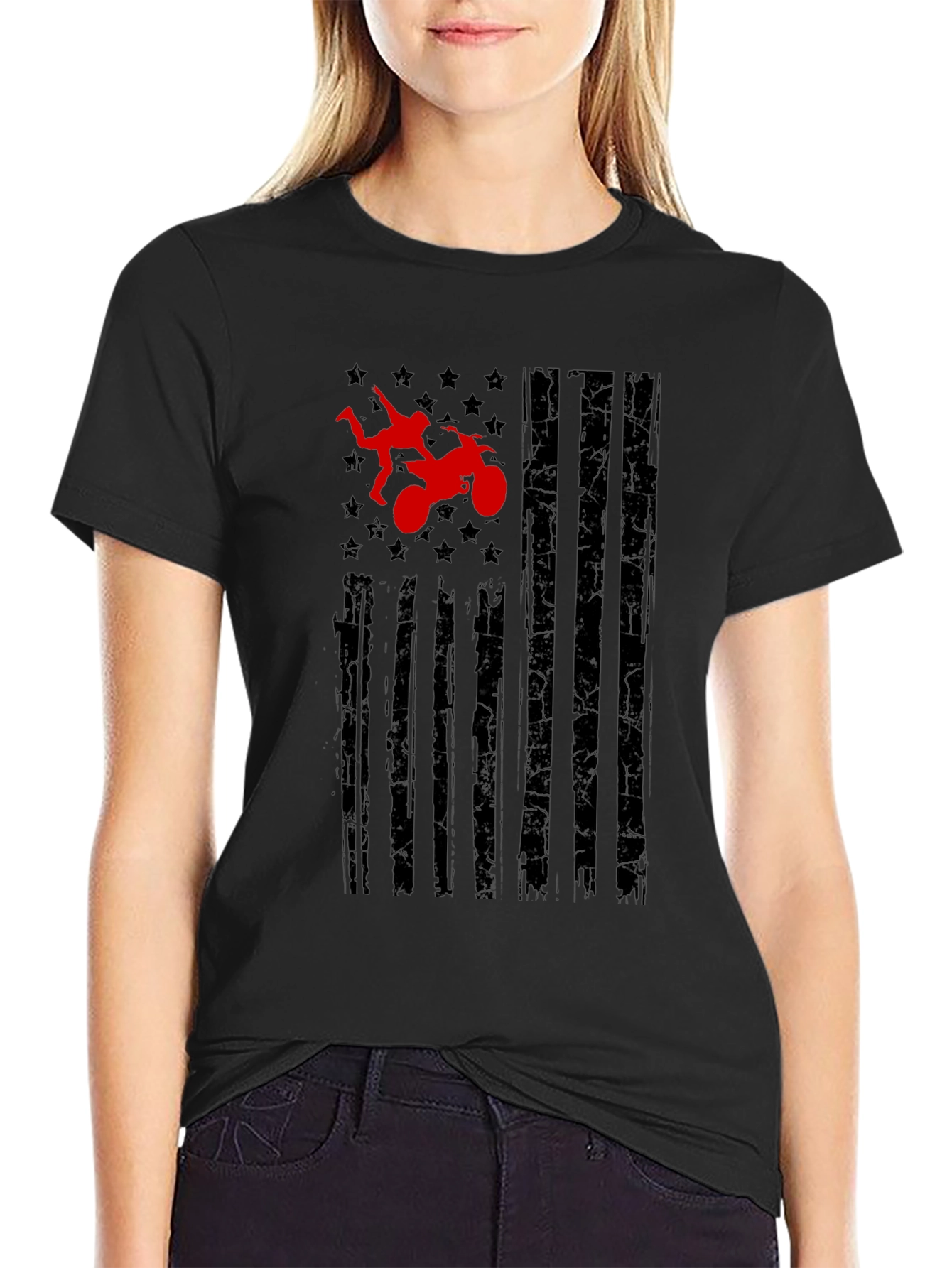 Motorcycle Stuntman Flag Graphic Tee