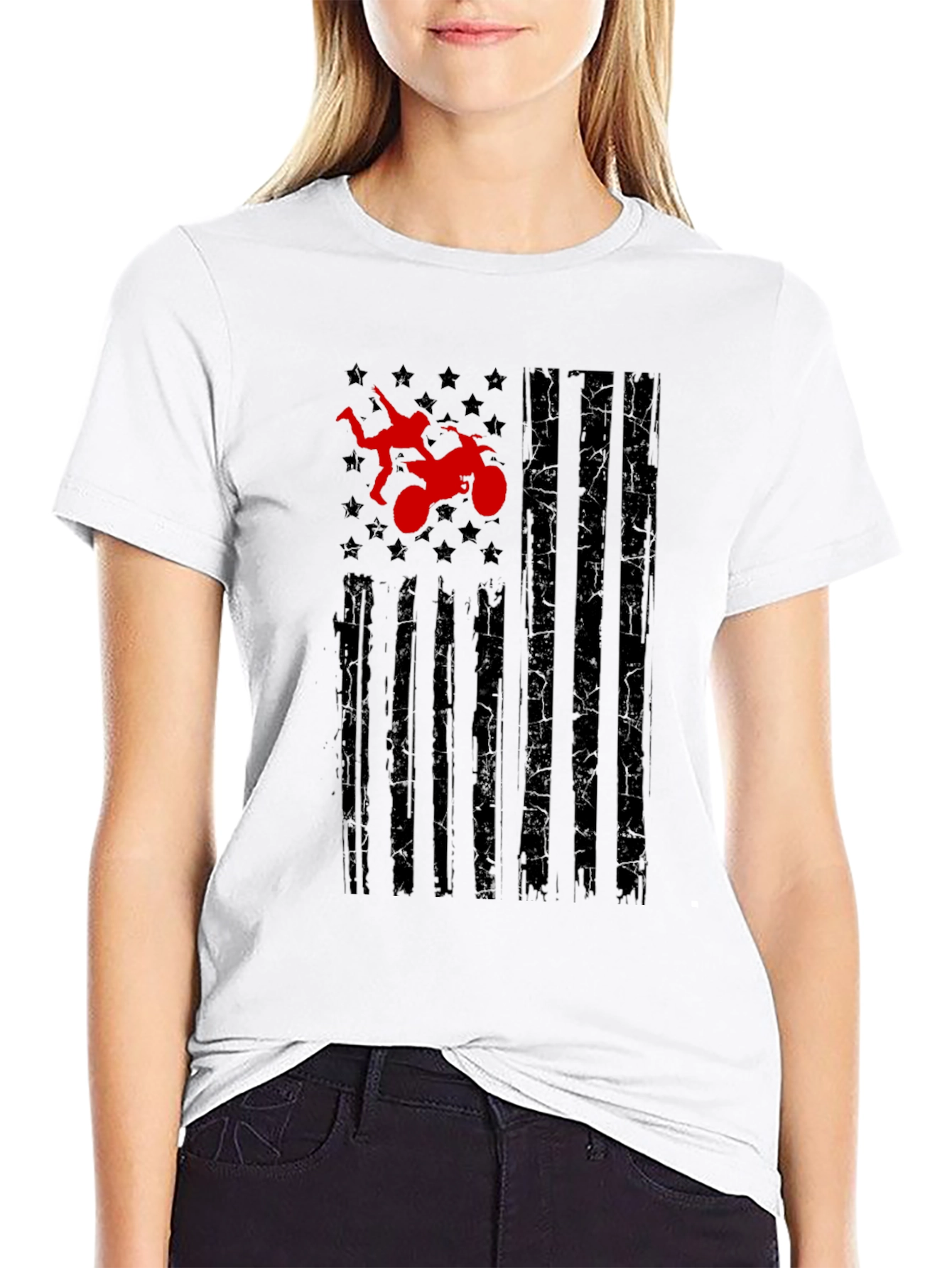 Motorcycle Stuntman Flag Graphic Tee