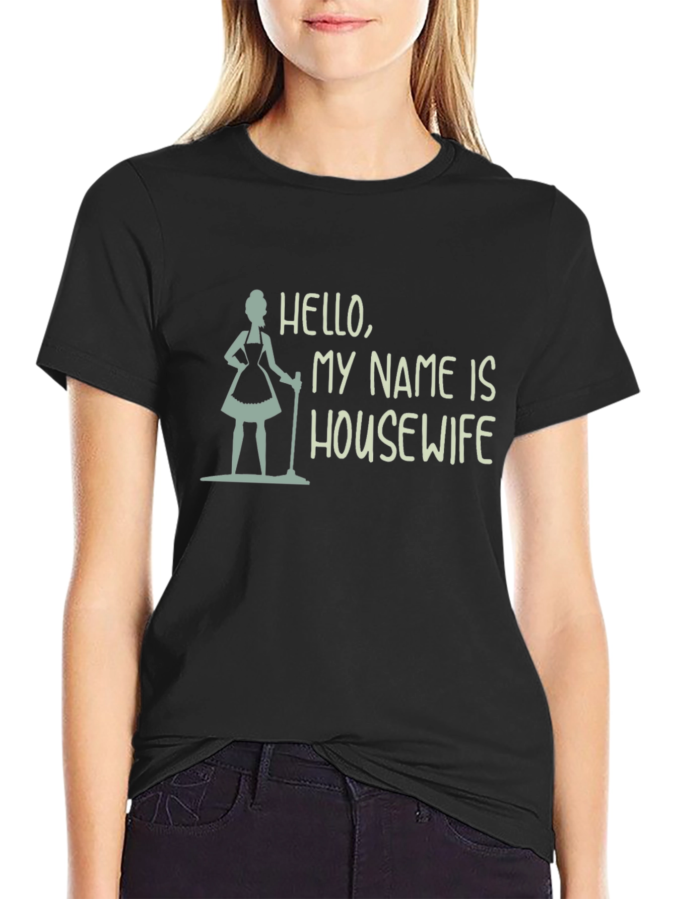 Hello My Name Is Housewife Black Tee