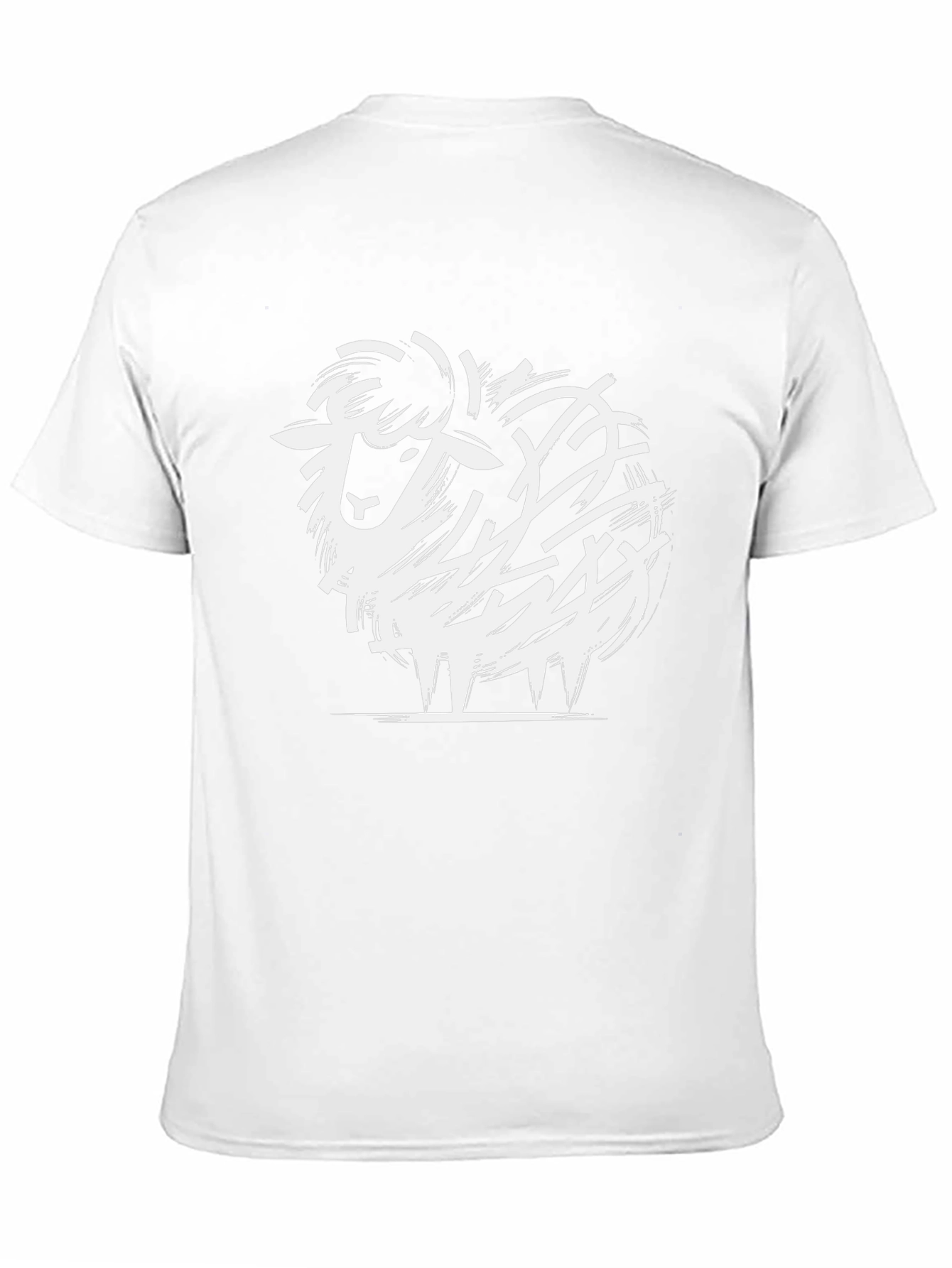 Abstract Sheep Graphic Tee - Black Cotton Blend T-Shirt