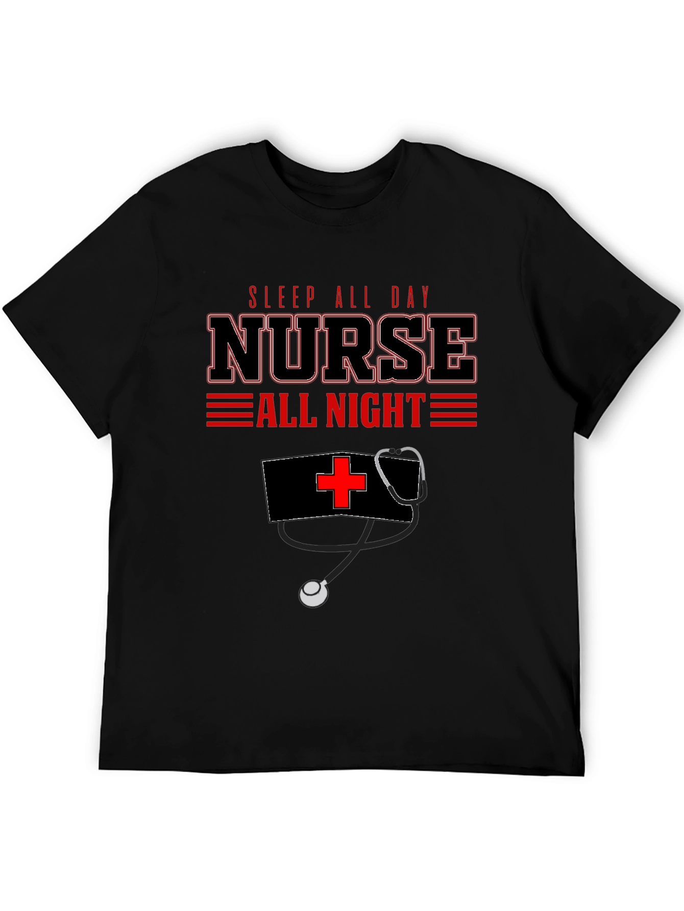 Nurse All Day/All Night Black Graphic T-Shirt