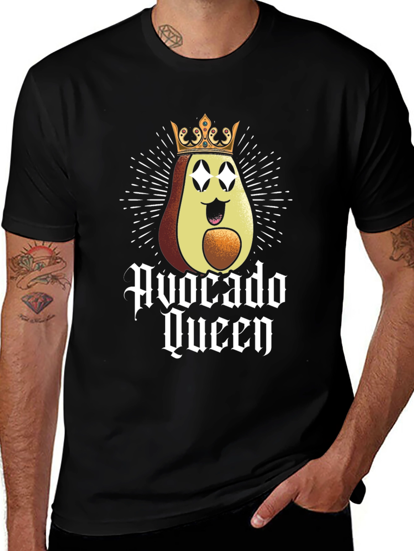 Avocado Queen Graphic Tee - Black Cotton T-Shirt