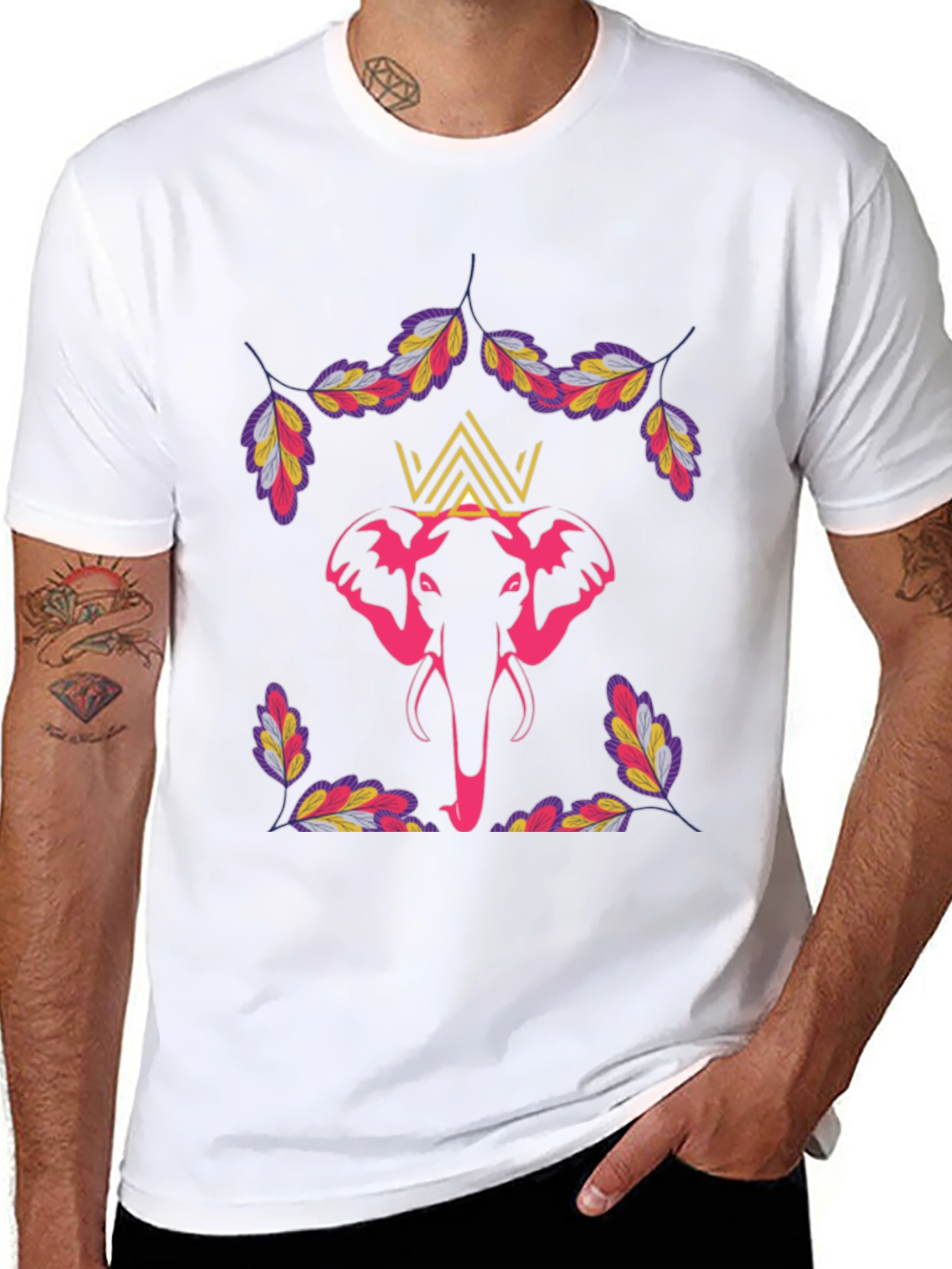 Elephant Crown Graphic Tee - Stylish Mens T-Shirt