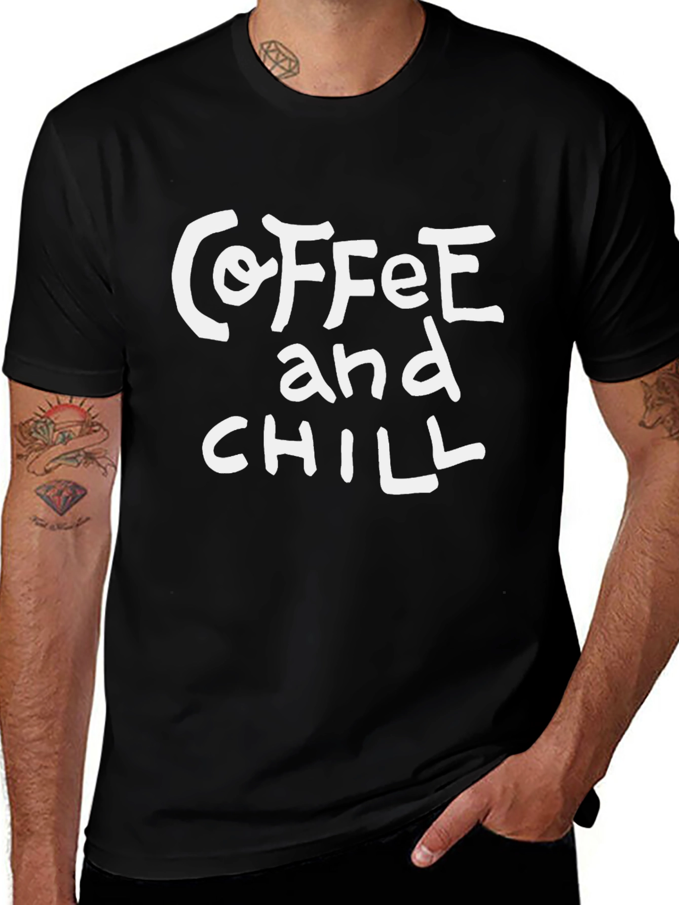 Coffee and Chill Graphic Tee - Black Casual T-Shirt