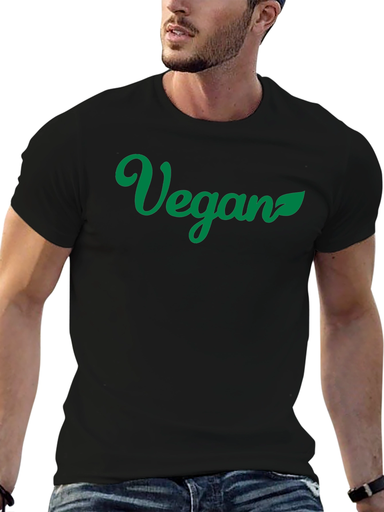 Vegan T-Shirt - Green Leaf Design