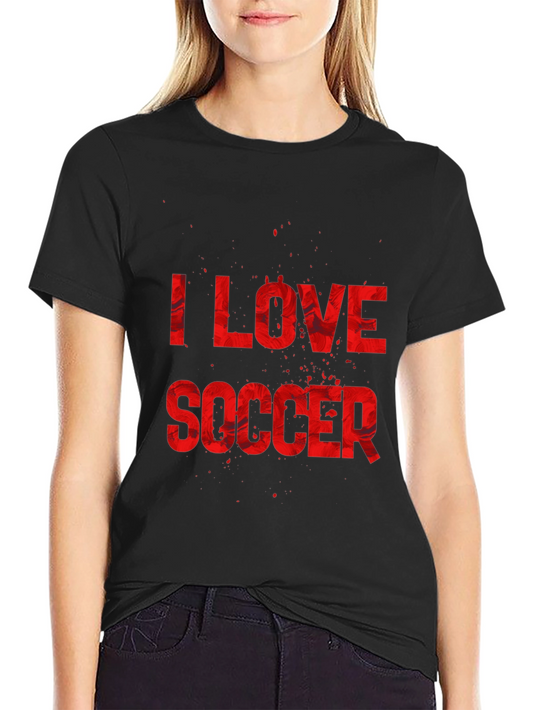 I Love Soccer Graphic Tee - Black Cotton T-Shirt