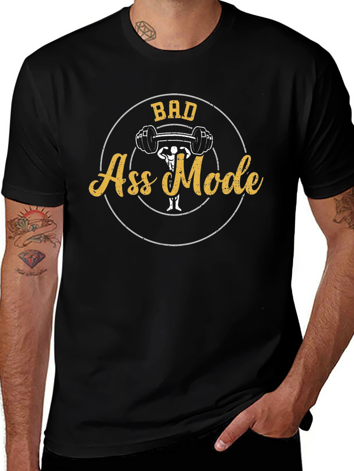 Bad Ass Mode Black Graphic T-Shirt