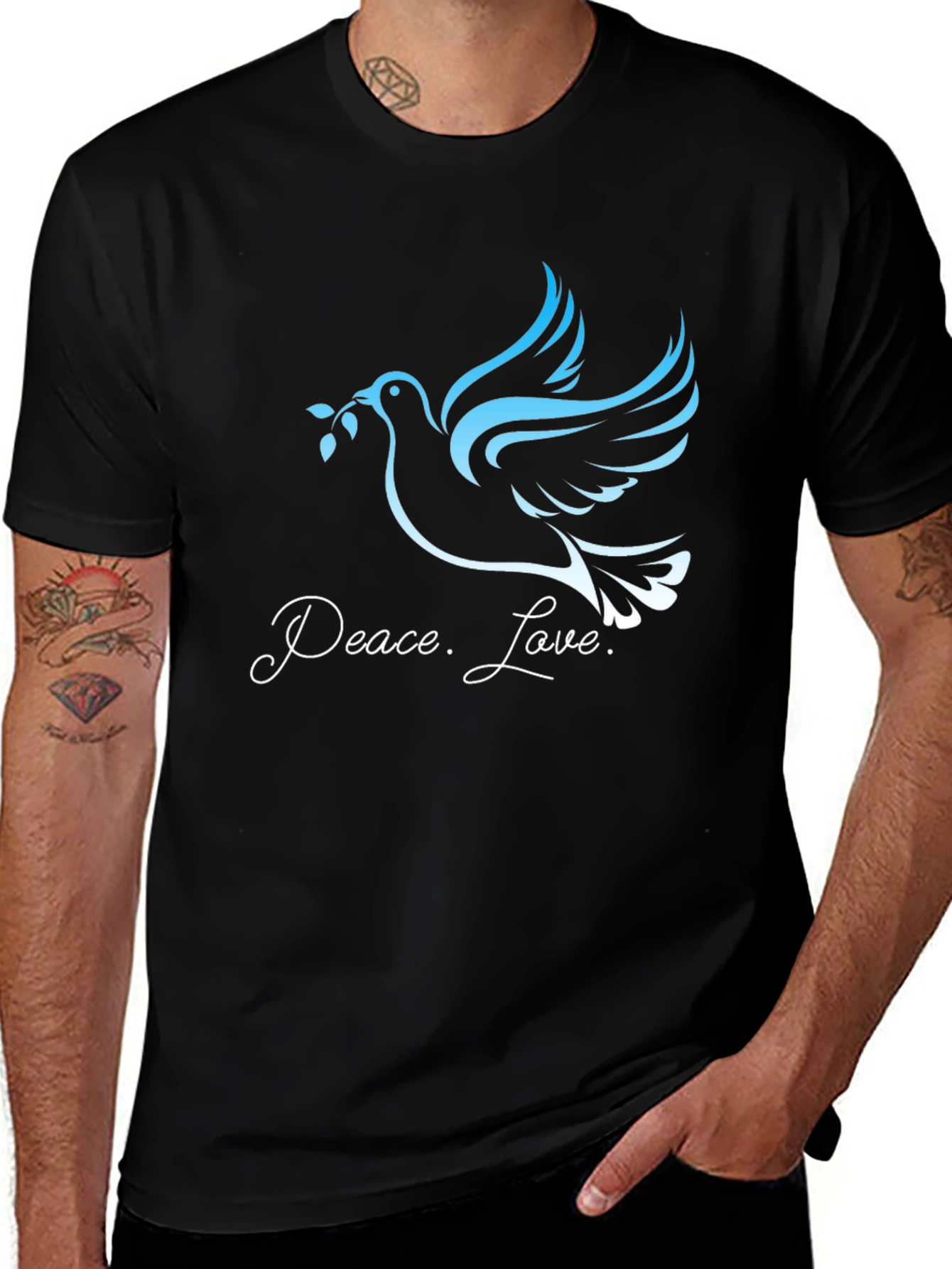 Peace and Love Dove Graphic Tee - Black