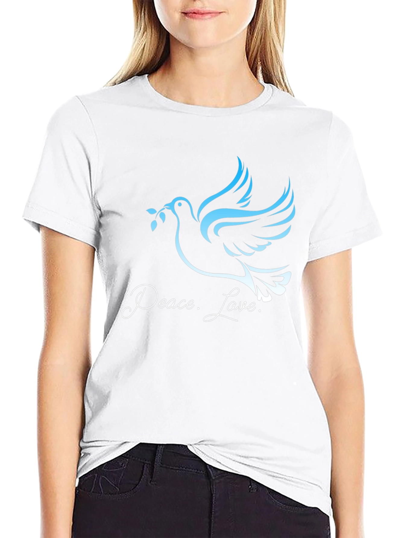 Peace and Love Dove Graphic Tee - Black