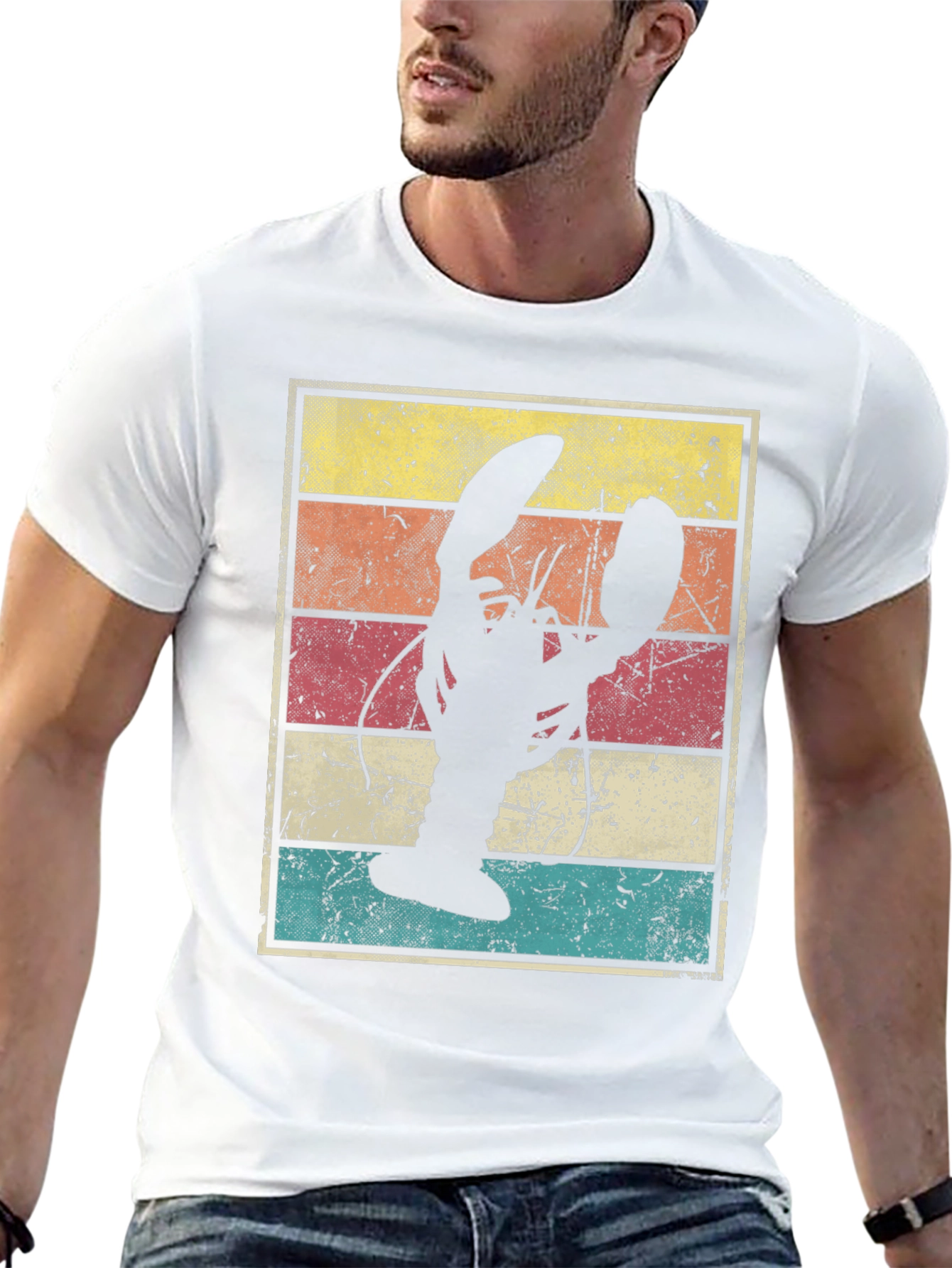 Retro Lobster Graphic Tee - Distressed Design