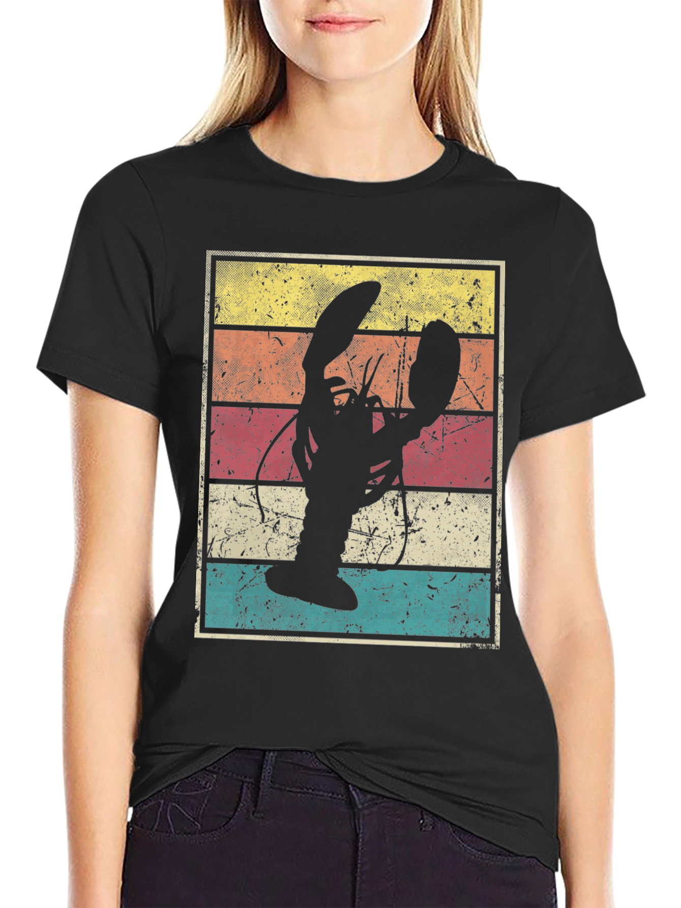 Retro Lobster Graphic Tee - Distressed Design