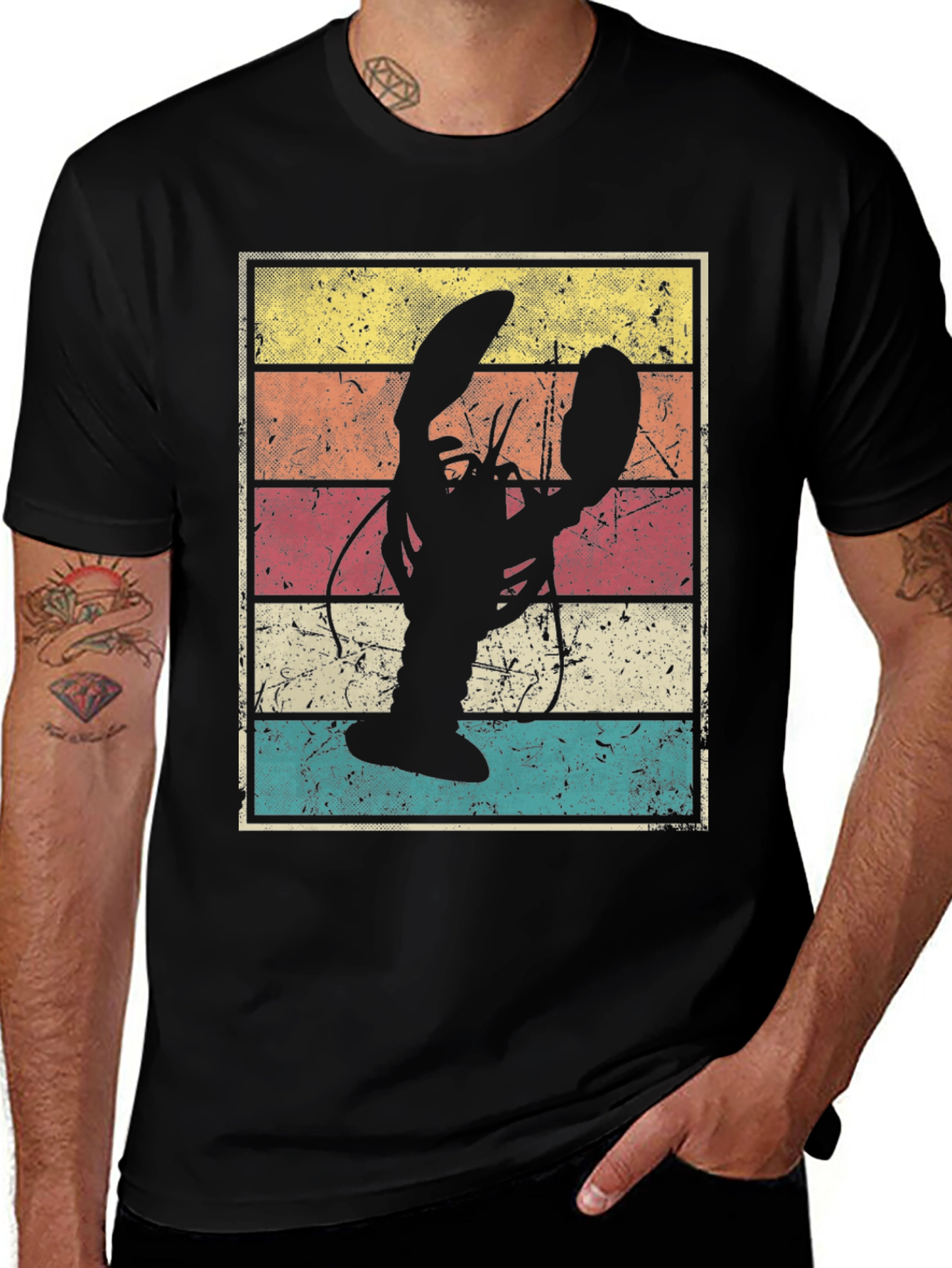 Retro Lobster Graphic Tee - Distressed Design