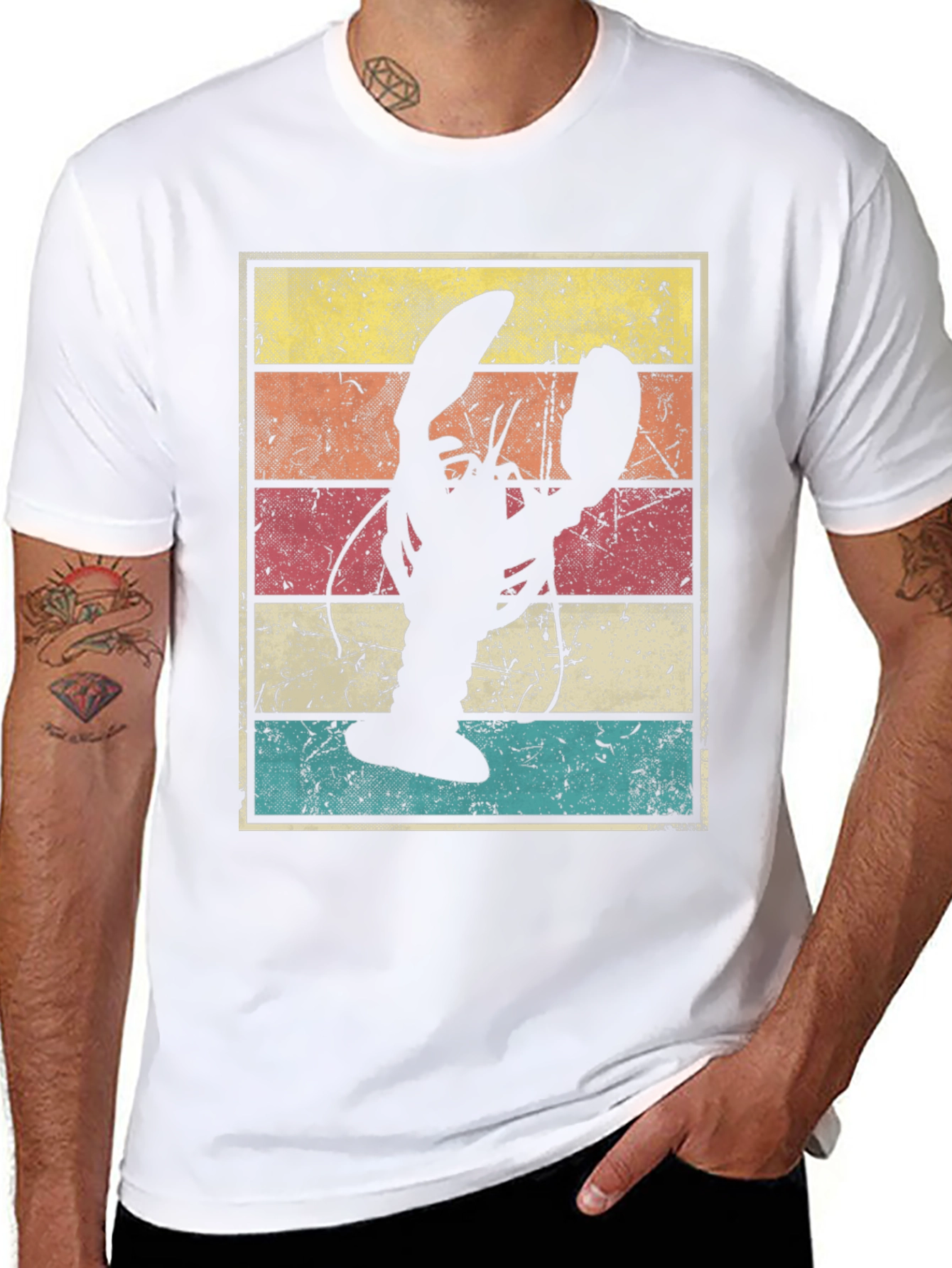 Retro Lobster Graphic Tee - Distressed Design