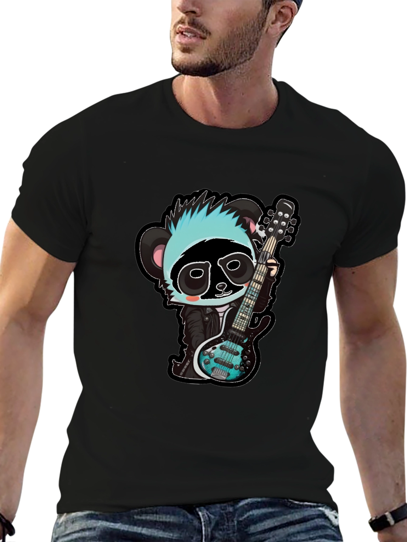 Rockin Panda Graphic Tee - Black Unisex T-Shirt
