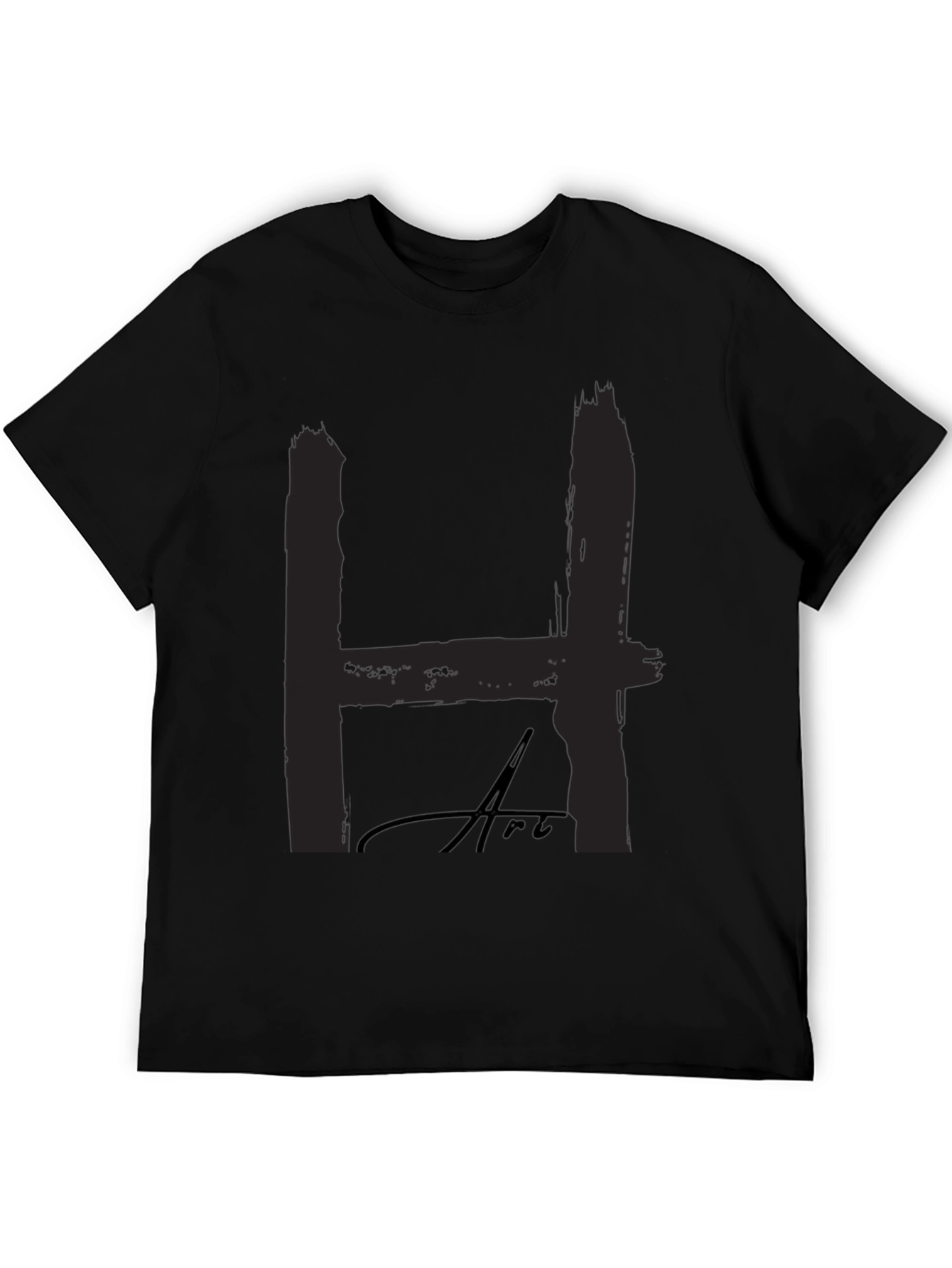Bold H Art Black T-Shirt: Statement Style