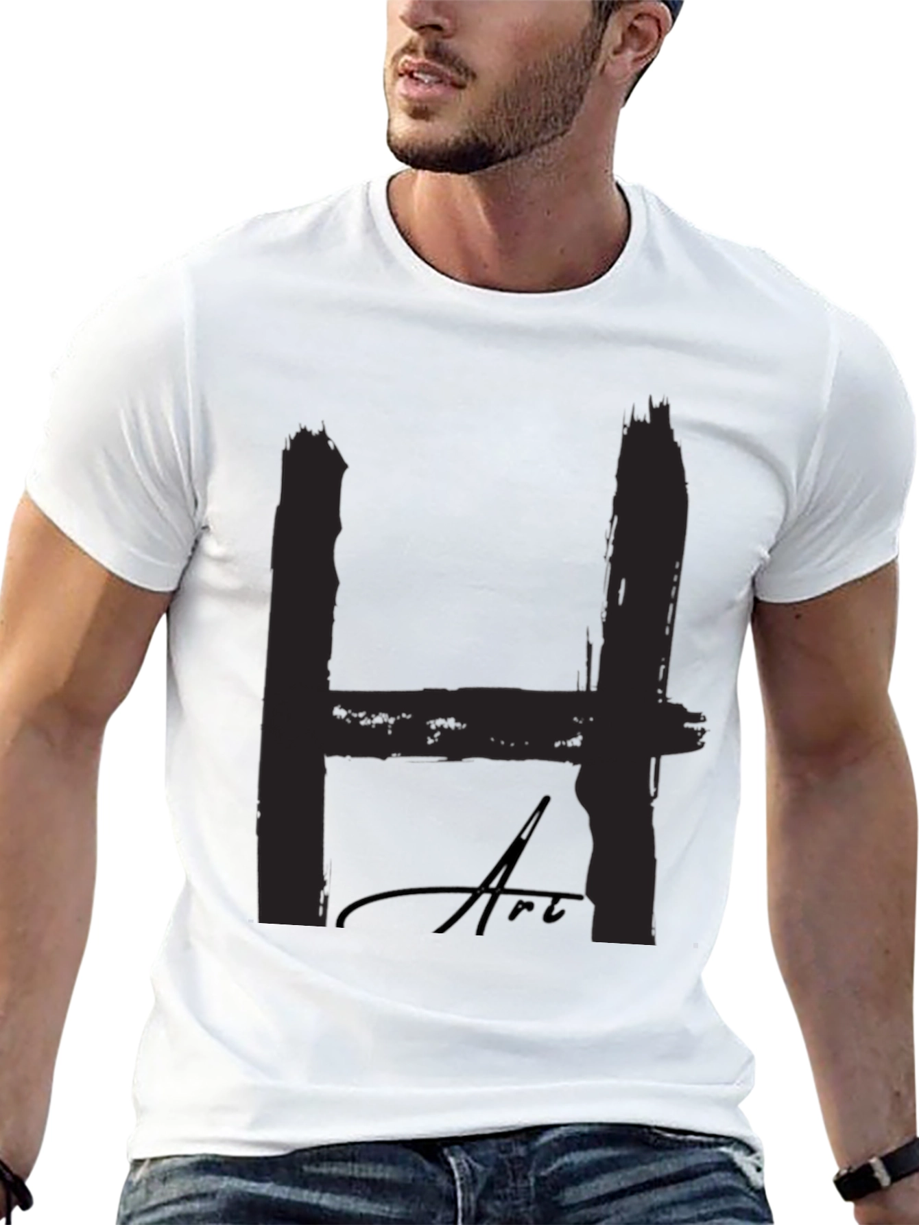 Bold H Art Black T-Shirt: Statement Style