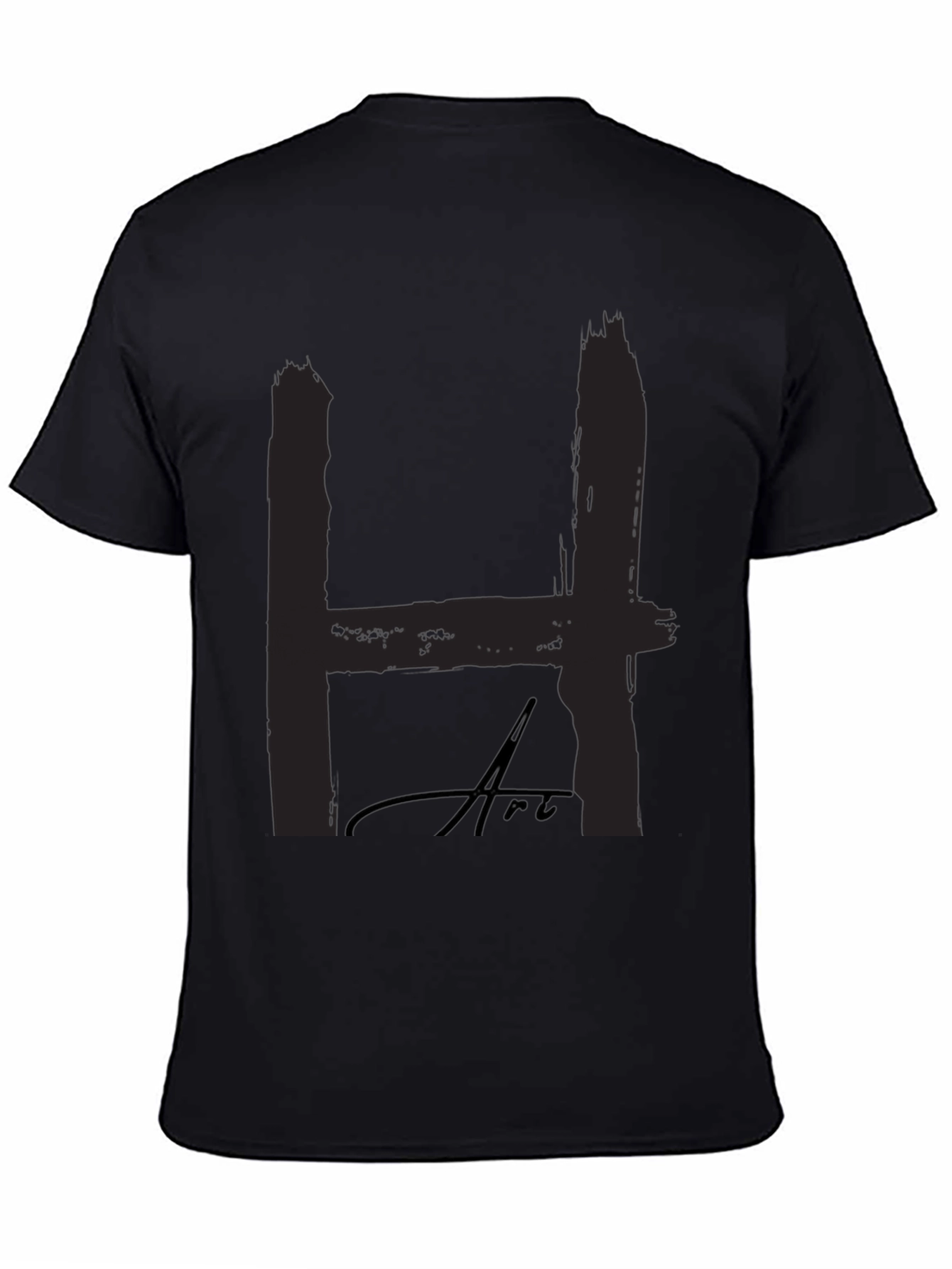 Bold H Art Black T-Shirt: Statement Style