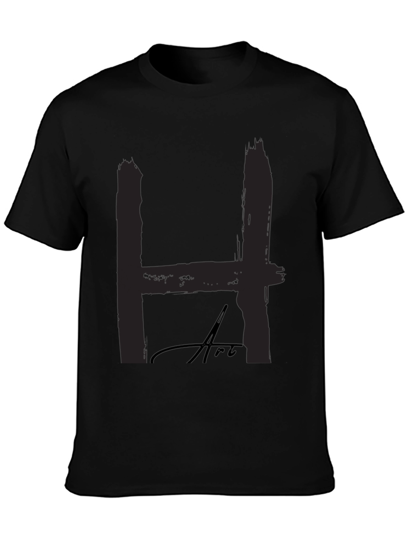Bold H Art Black T-Shirt: Statement Style