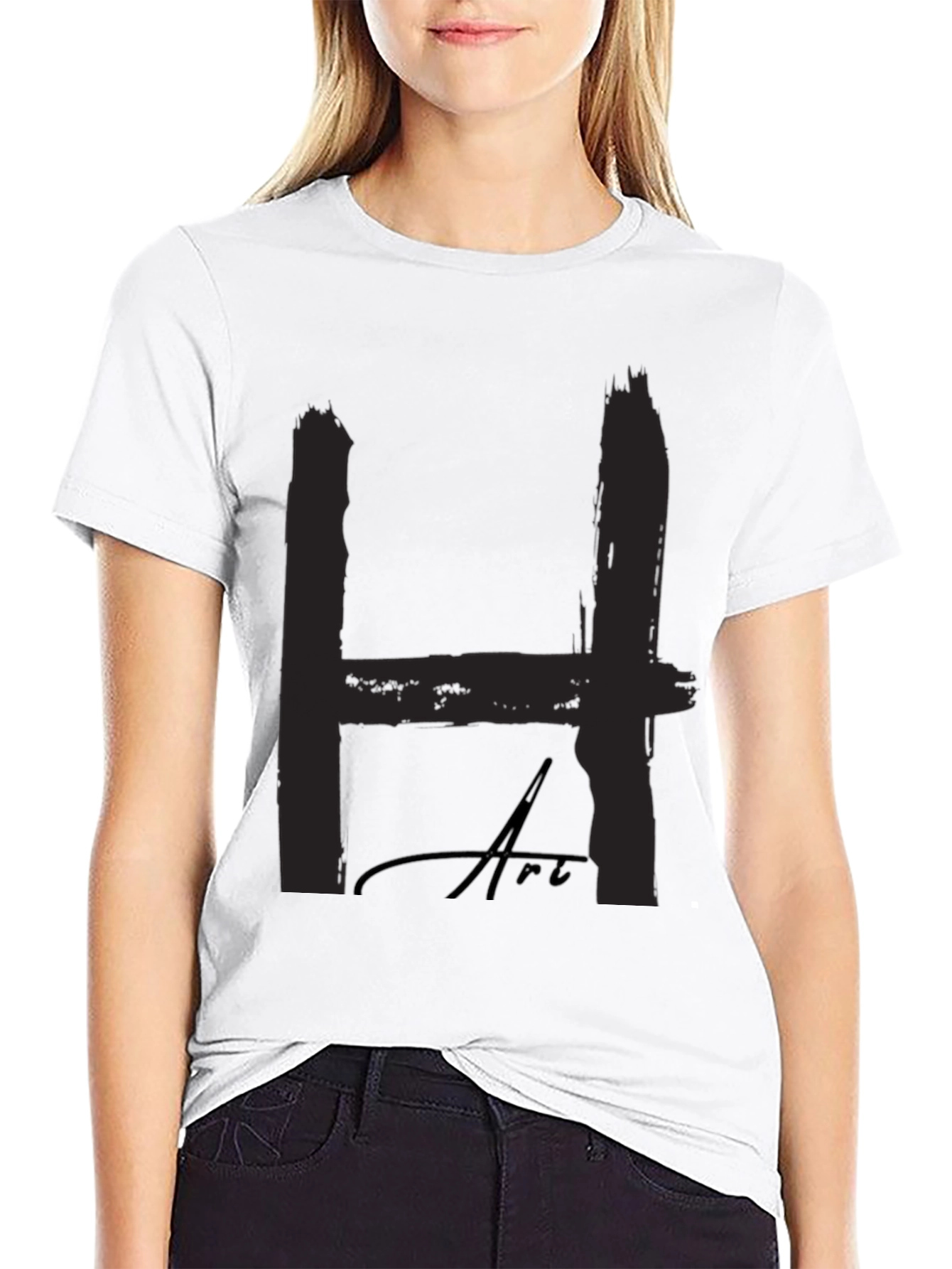 Bold H Art Black T-Shirt: Statement Style