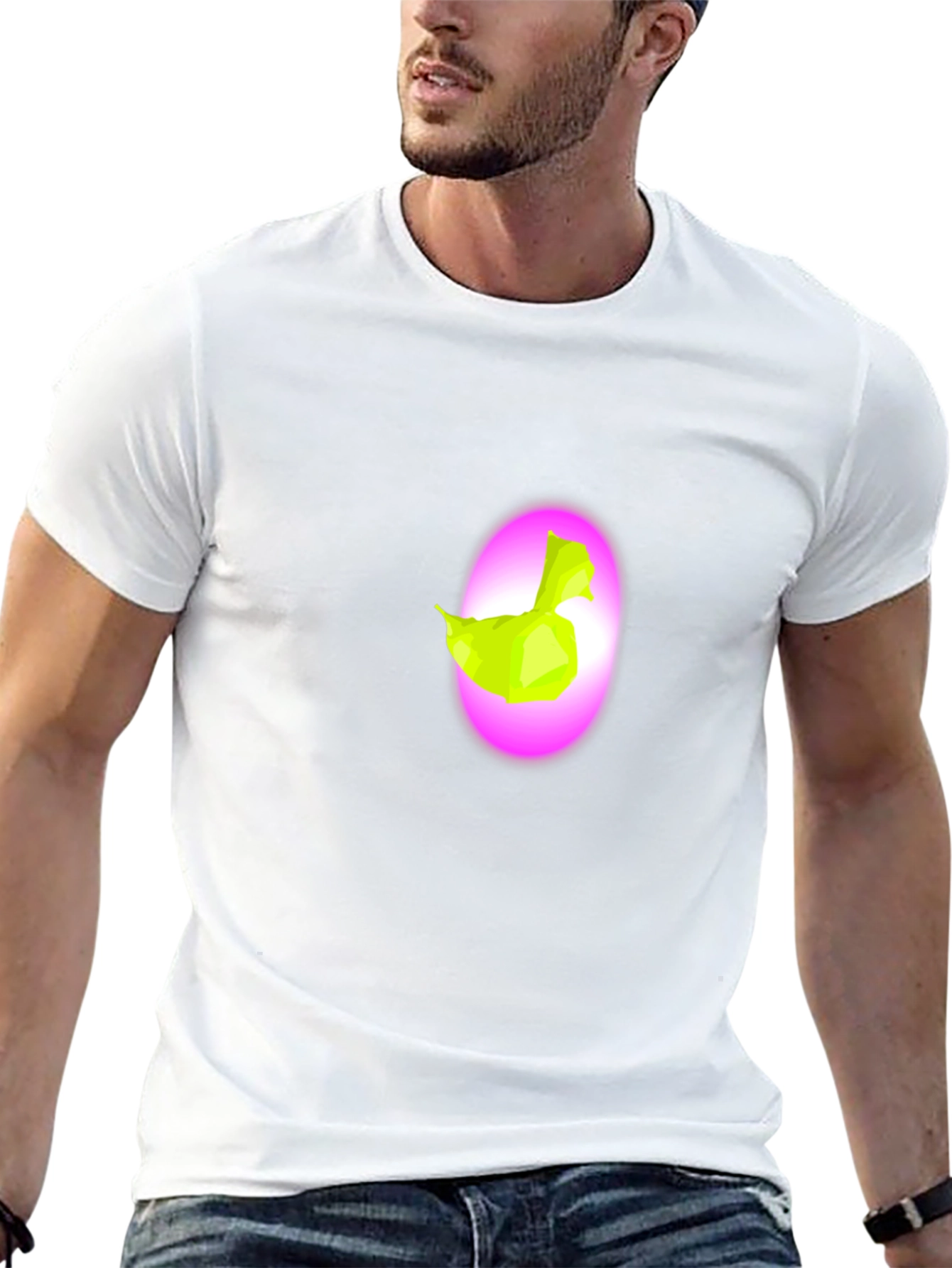 Abstract Neon Duck Graphic Black T-Shirt