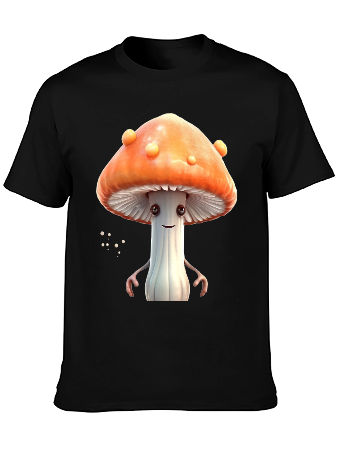 Mushroom Character Graphic Tee - Funky Black T-Shirt