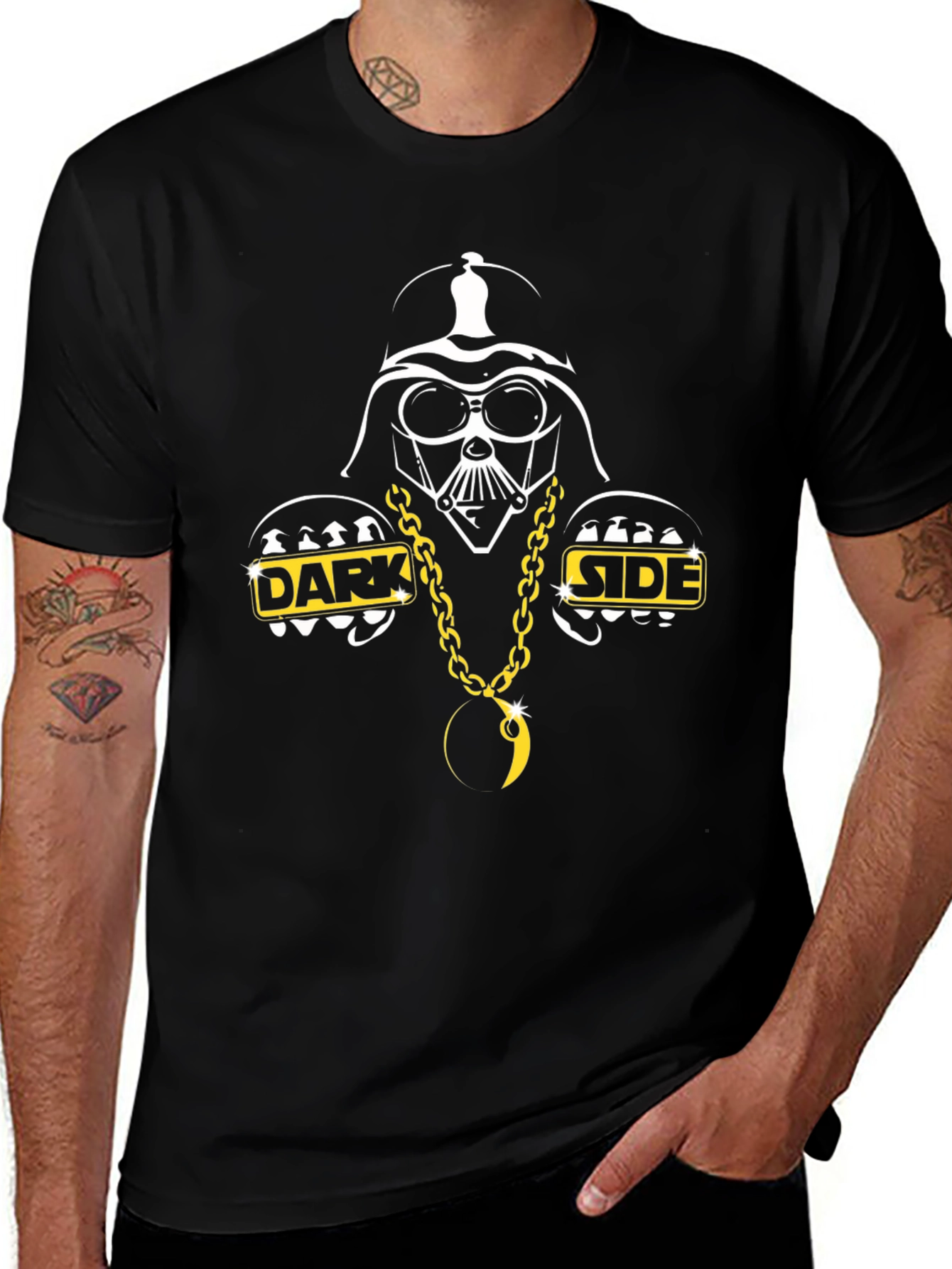 Darth Vader Dark Side Gold Chain Black T-Shirt