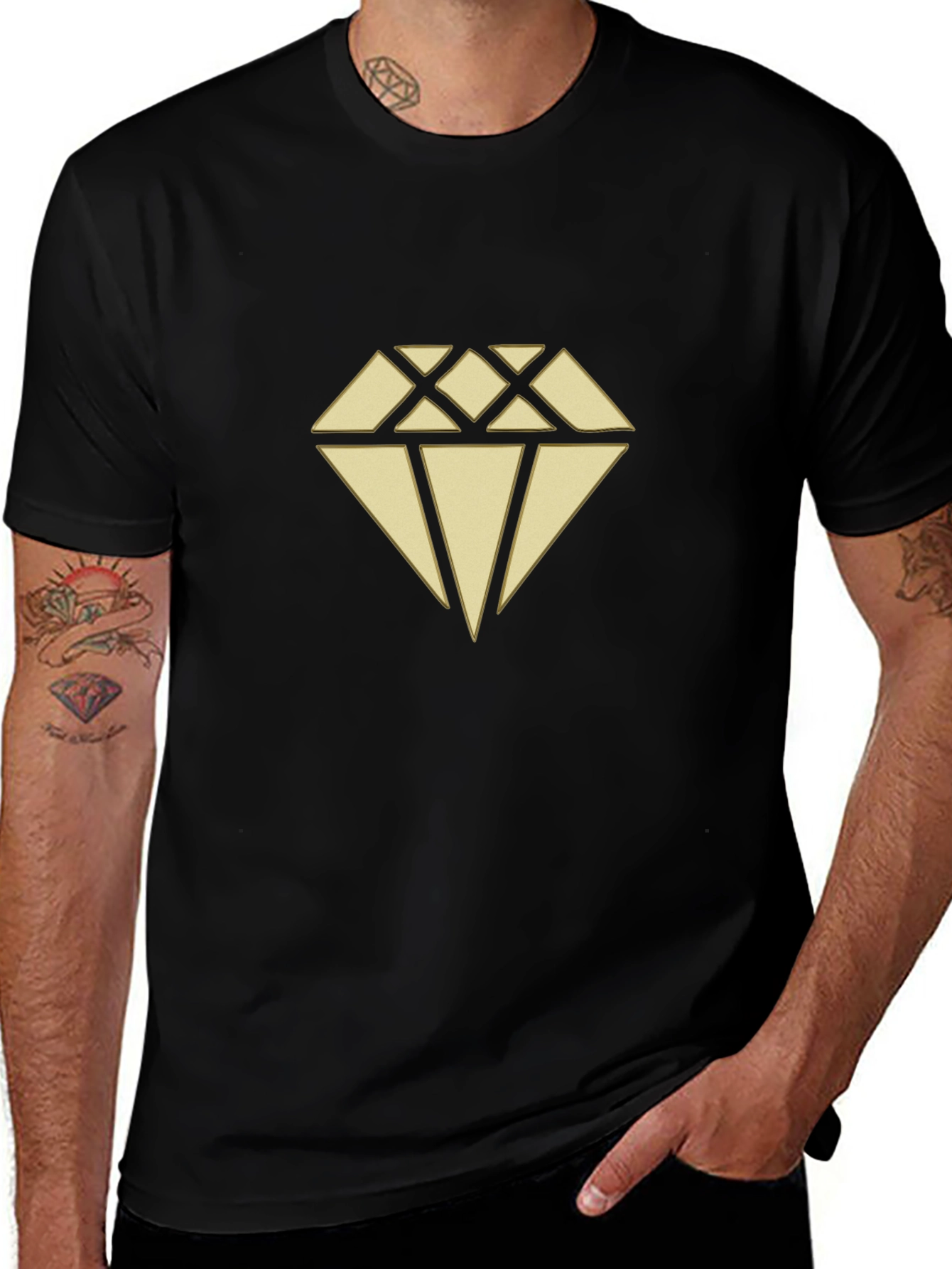 Diamond Graphic Print Black T-Shirt