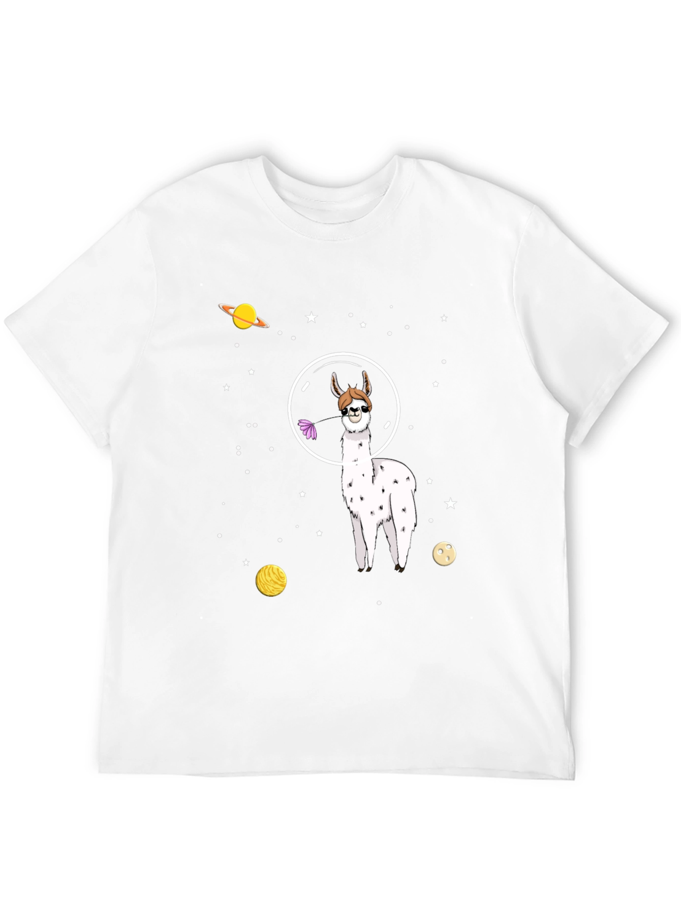 Space Llama Graphic Tee - Black Cotton T-Shirt