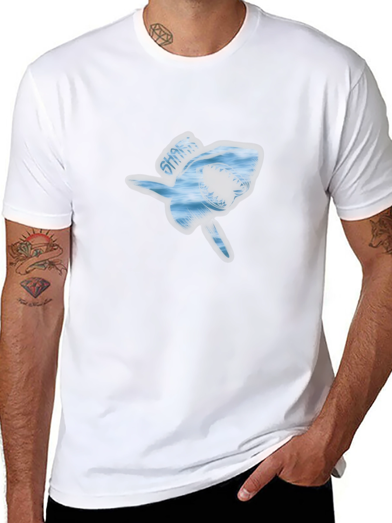 Shark Graphic Mens Black T-Shirt
