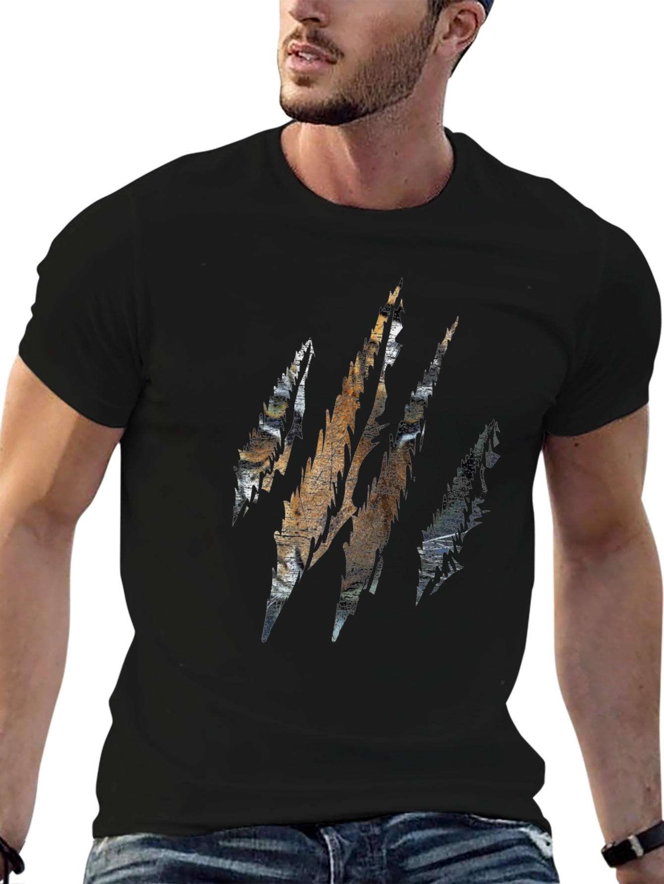 Tiger Claw Graphic Print Black T-Shirt