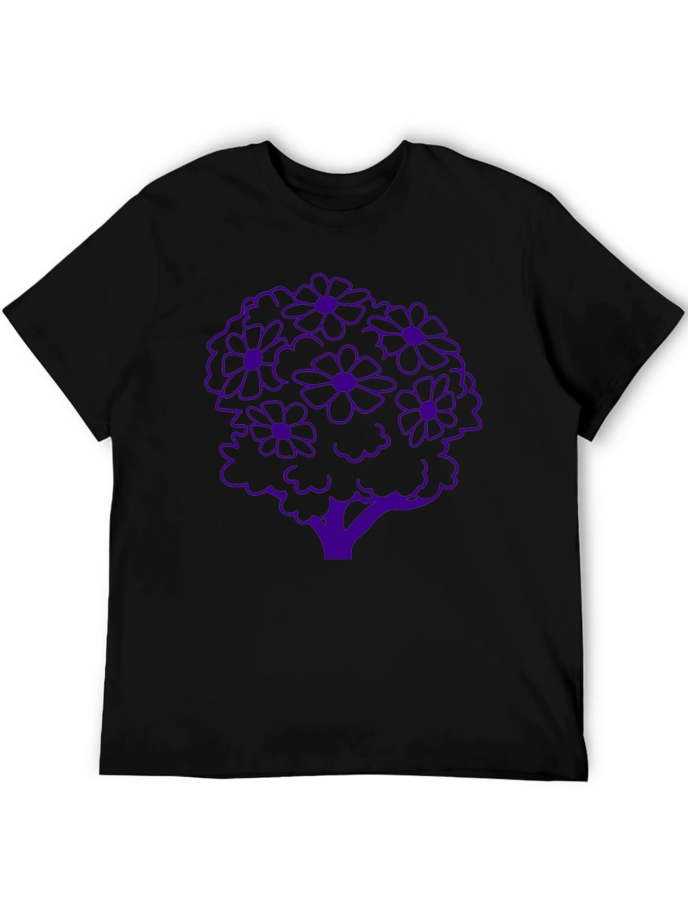 Floral Tree Graphic Tee - Stylish Black T-Shirt