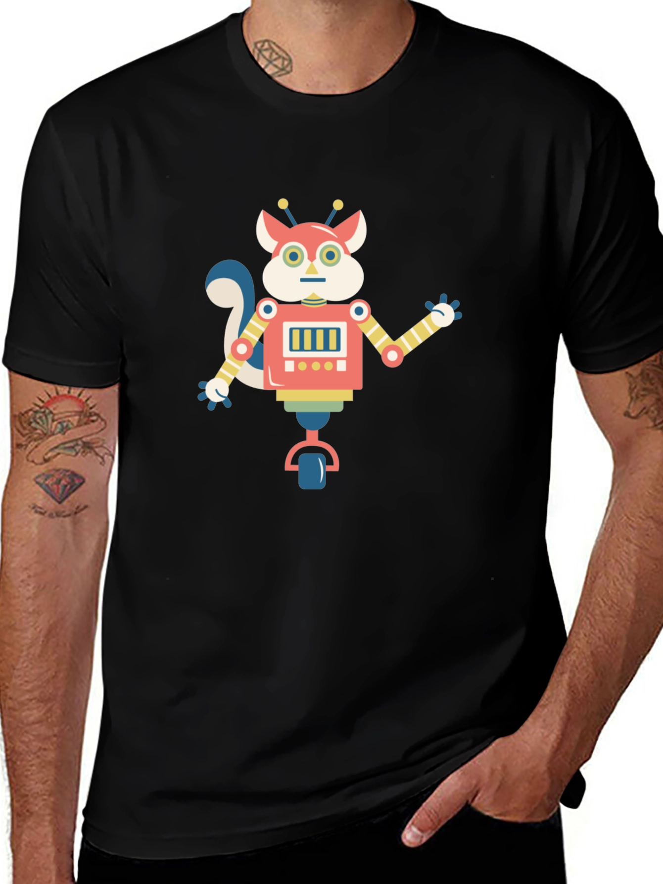 Robot Squirrel Graphic Tee - Quirky Fun Shirt