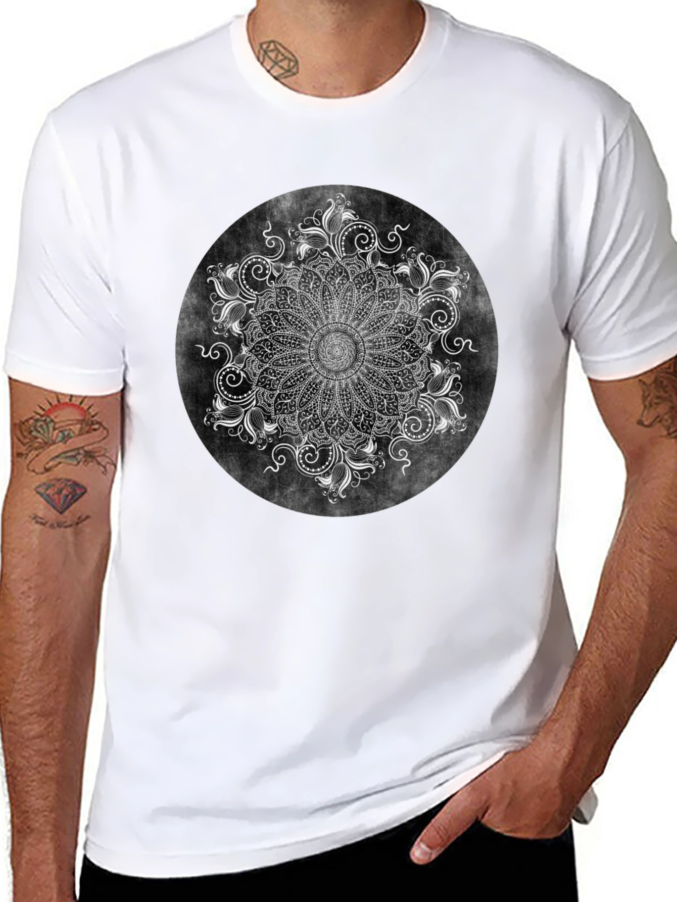 Boho Mandala Graphic Black Tee