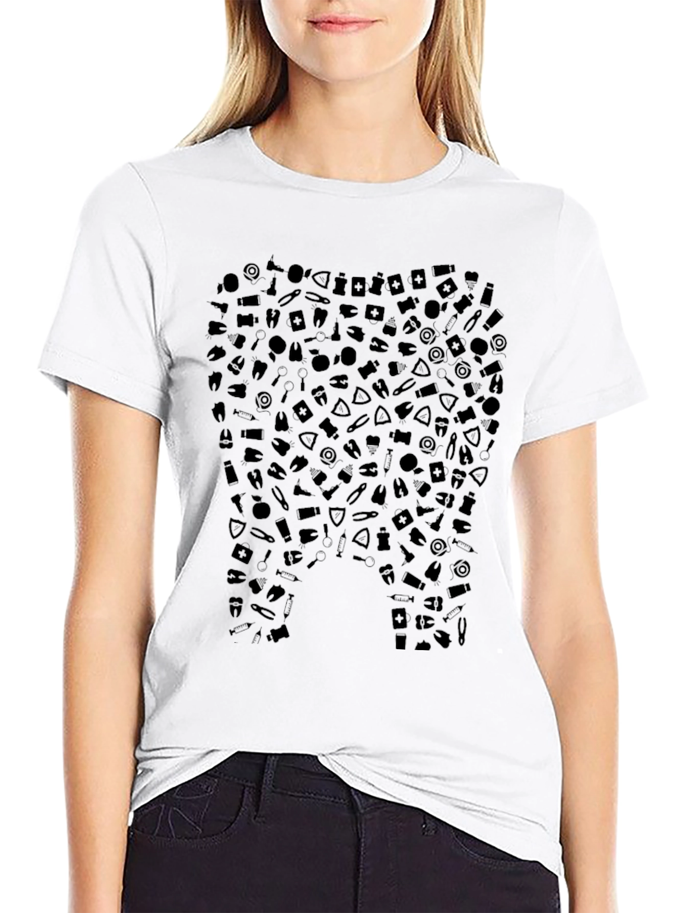 Dental Print Black T-Shirt