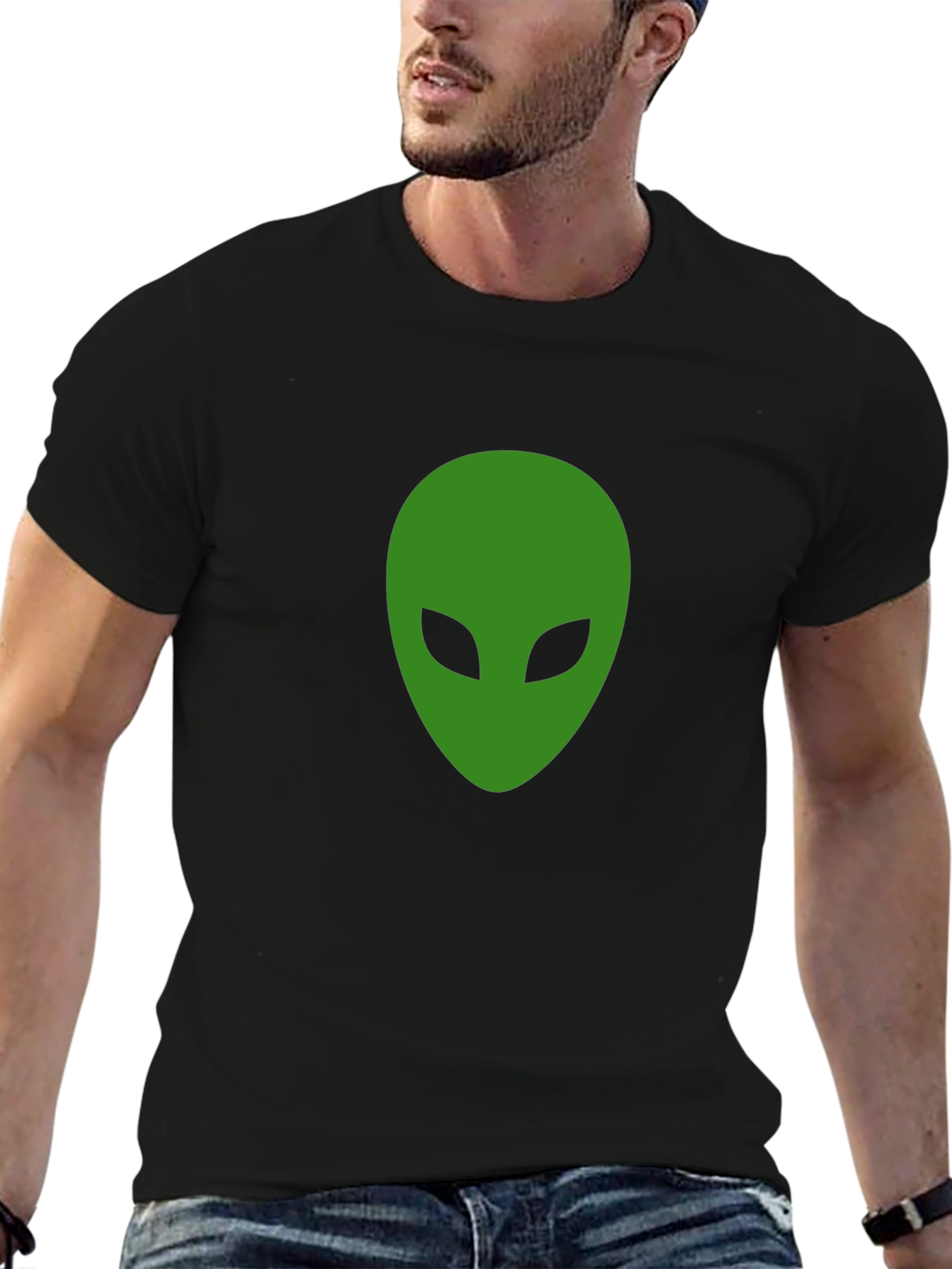 Alien Head Graphic Black T-Shirt