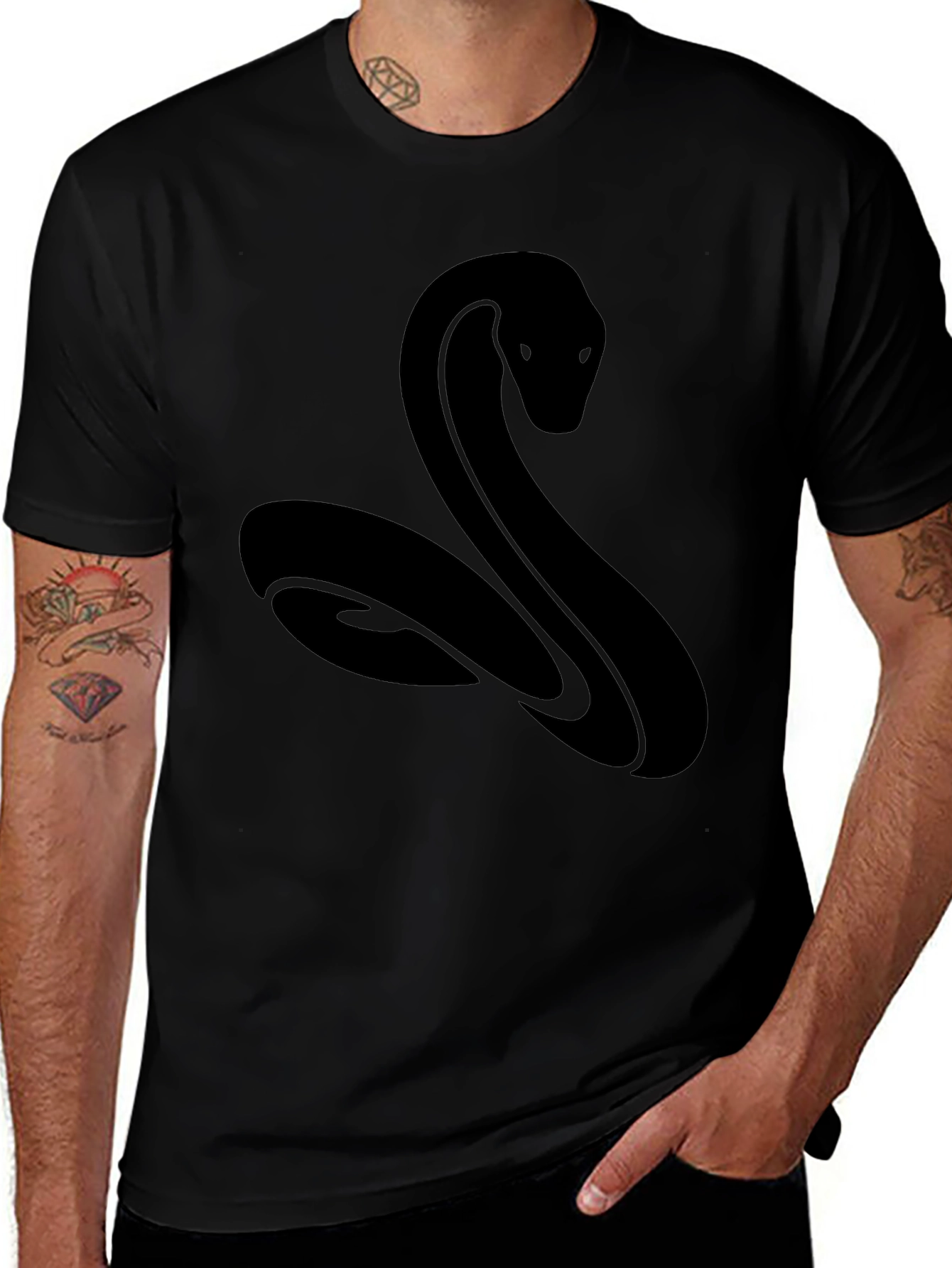 Black Snake Graphic T-Shirt - Mens Casual Tee